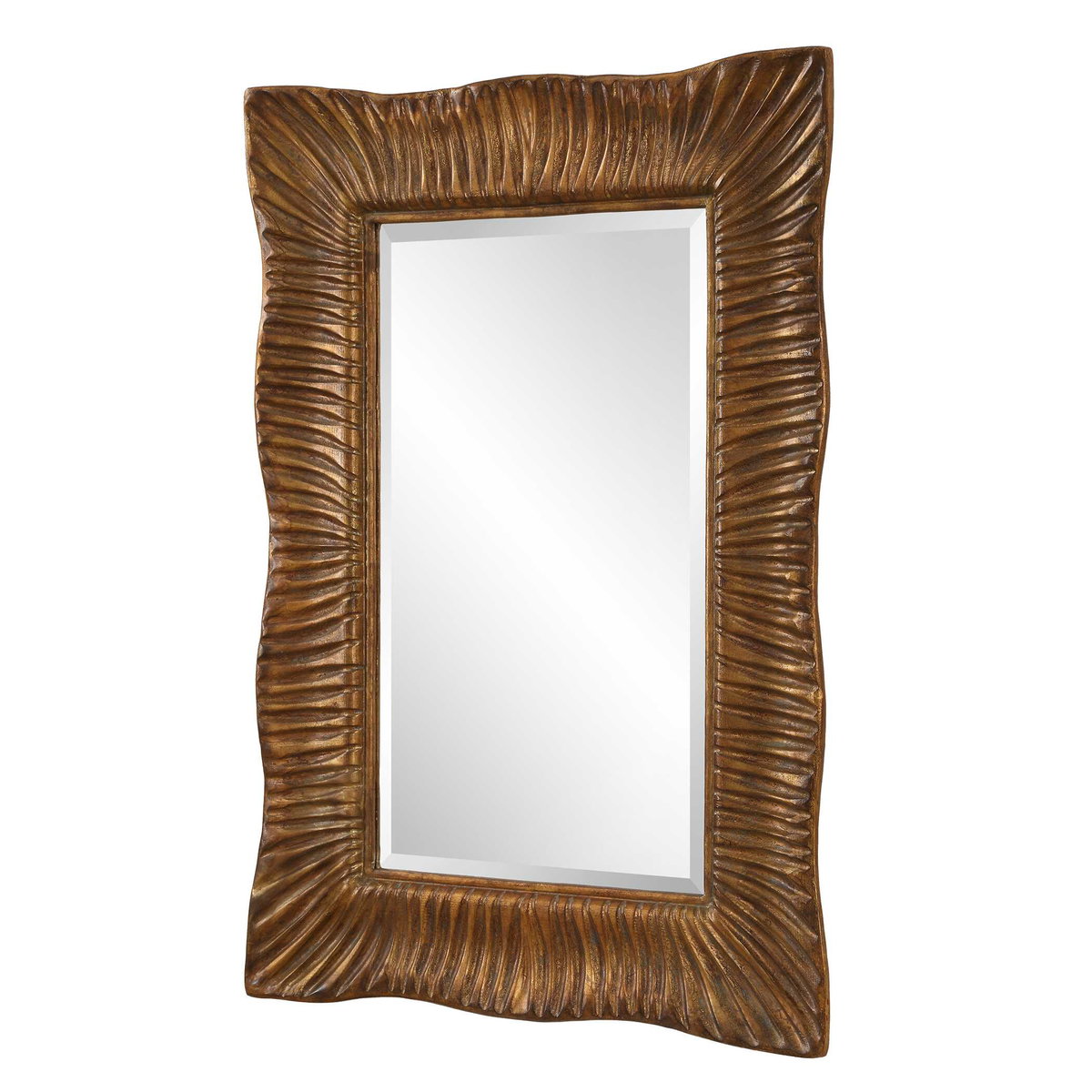 Emerson Scalloped Antique Gold Mirror, by Uttermost, 3'0.25" width x 4'3" height x 2.5" depth View 6