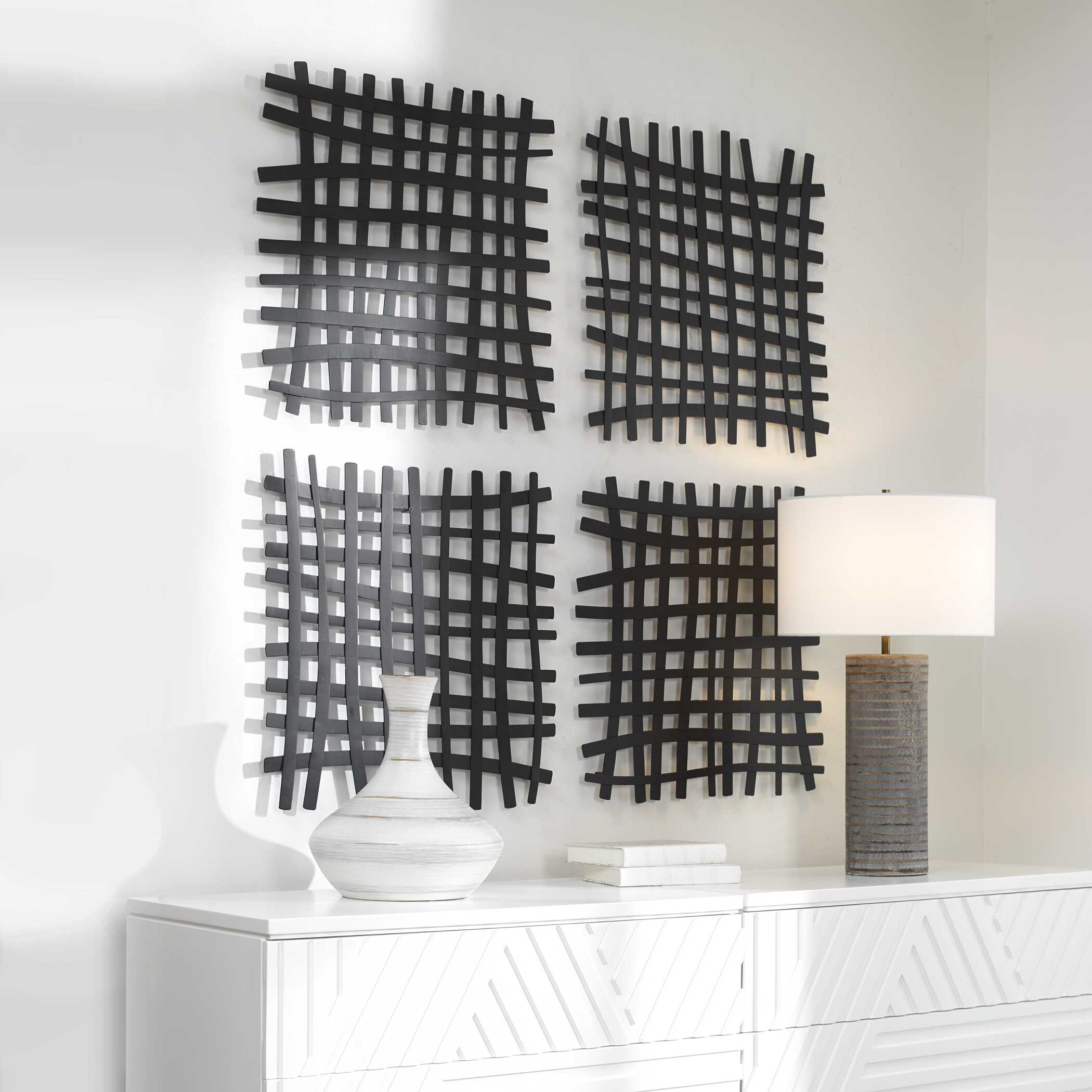 Gridlines Iron Wall Decor, Sculptural Wall Art by Uttermost, 24" width x 24" height x 1" depth View 4