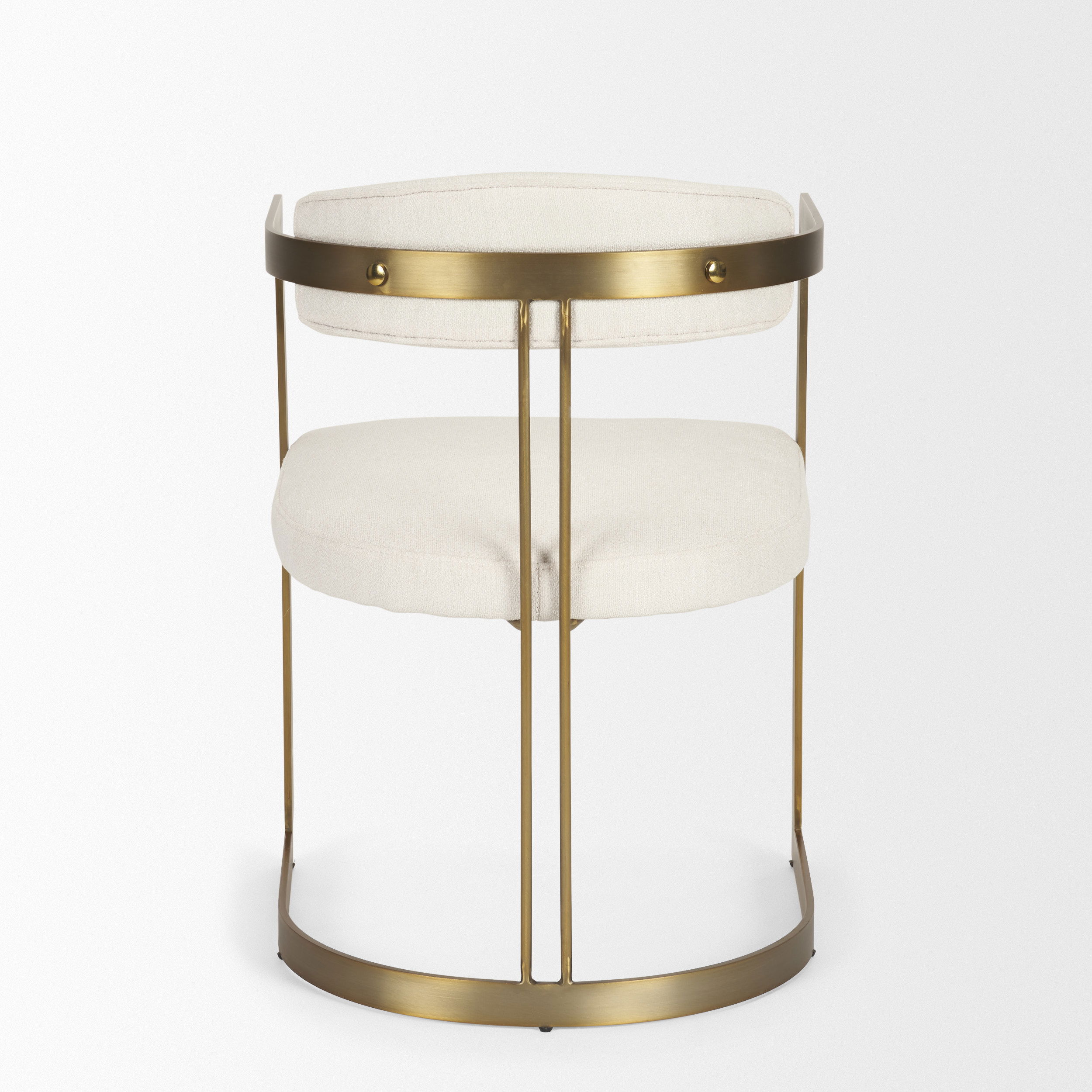 Hollyfield II Cream Fabric Seat with Gold Iron Frame Dining Chair, by Mercana, 20.47" length x 21.26" width x 29.53" height View 9