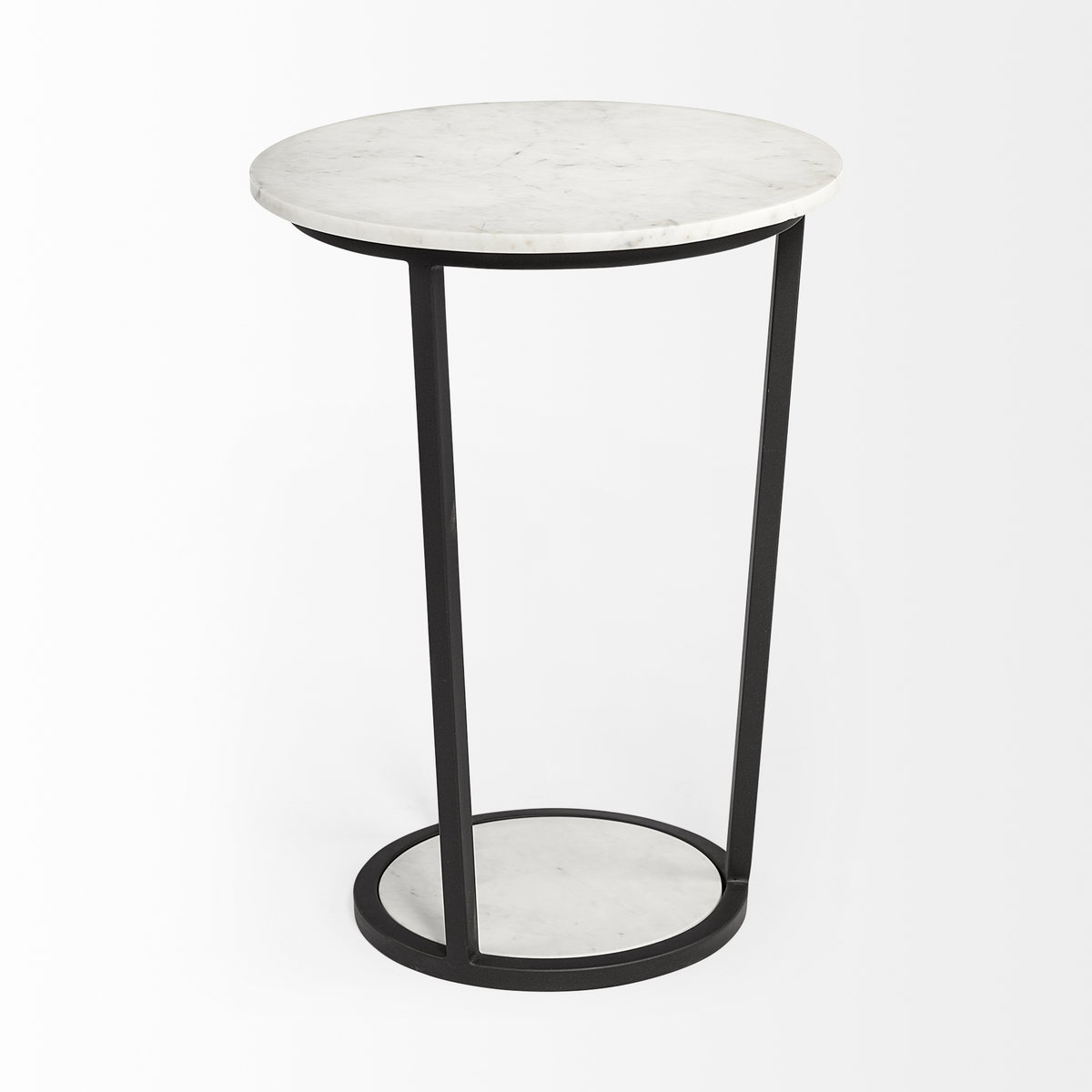 Bombola II (Large) 18L x 18W White Round Marble Top with Black Metal Frame Accent Table, Side & End Table by Mercana, 18" length x 18.11" width x 25.2" height View 5