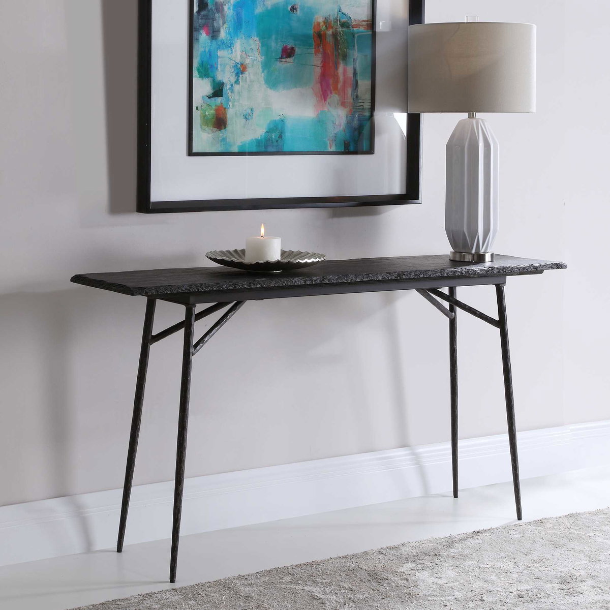 Kaduna Slate Console Table, by Uttermost, 60" width x 30.3" height x 15.7" depth View 4