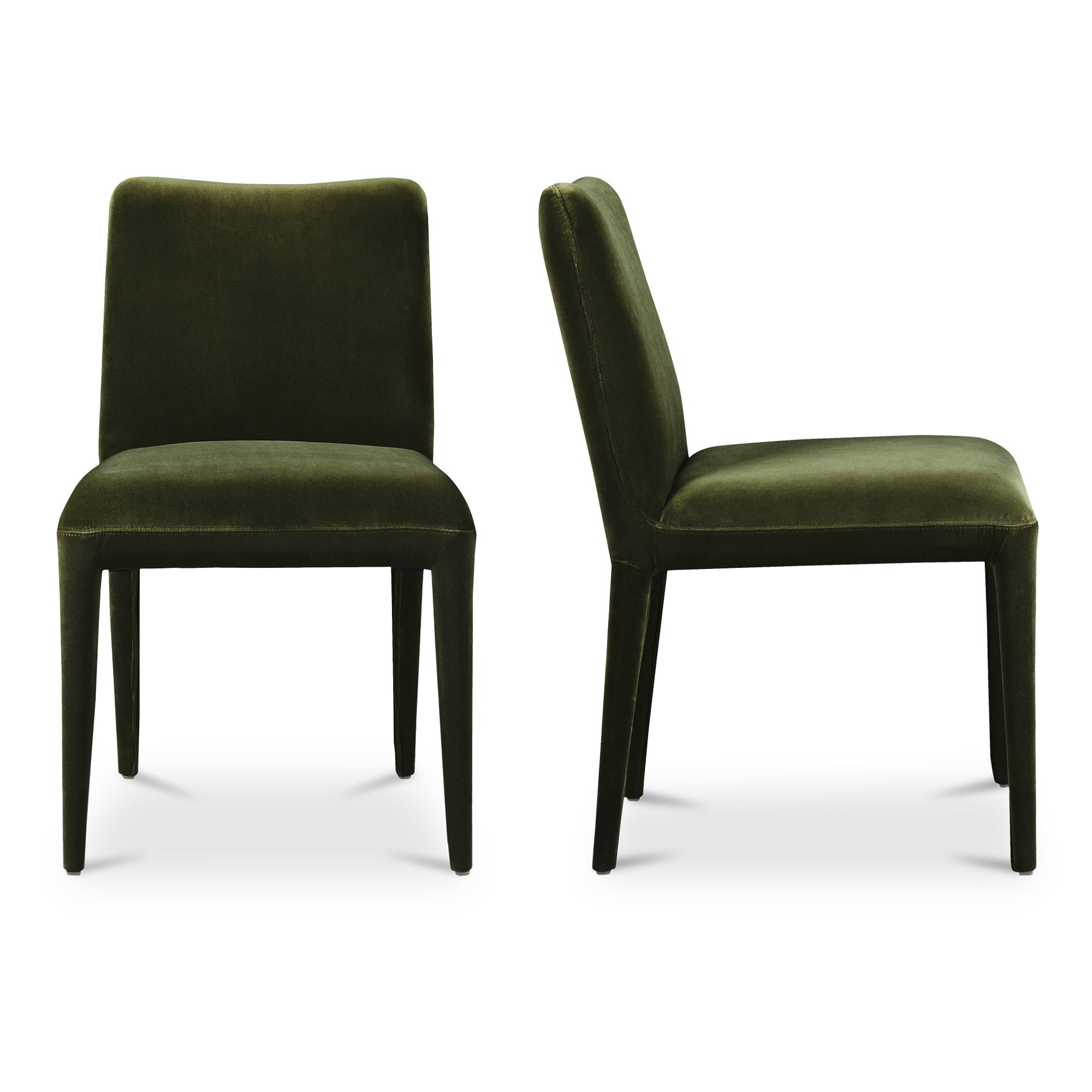 Calla Dining Chair Green Velvet - Set Of Two, by Moe's Home, 20.5" width x 33" height x 23.5" depth View 1