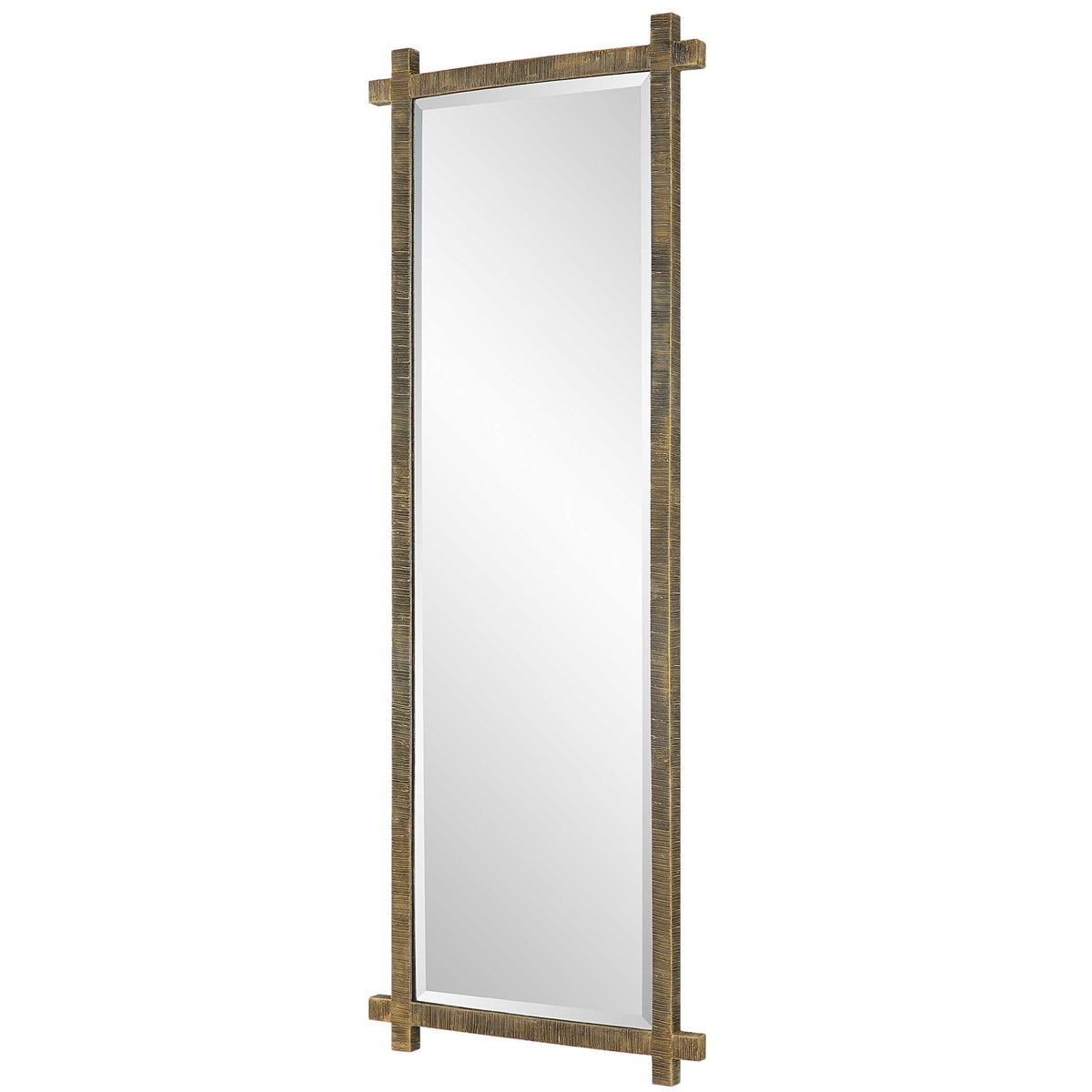 Abanu Ribbed Gold Dressing Mirror, Floor Mirror by Uttermost, 22" width x 60.25" height x 1.25" depth View 5