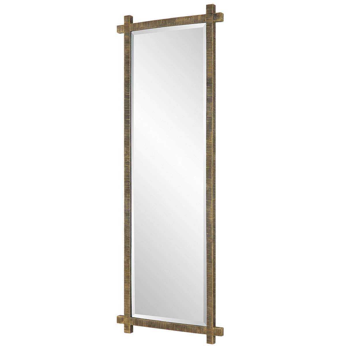 Abanu Ribbed Gold Dressing Mirror, Floor Mirror by Uttermost, 22" width x 60.25" height x 1.25" depth View 5