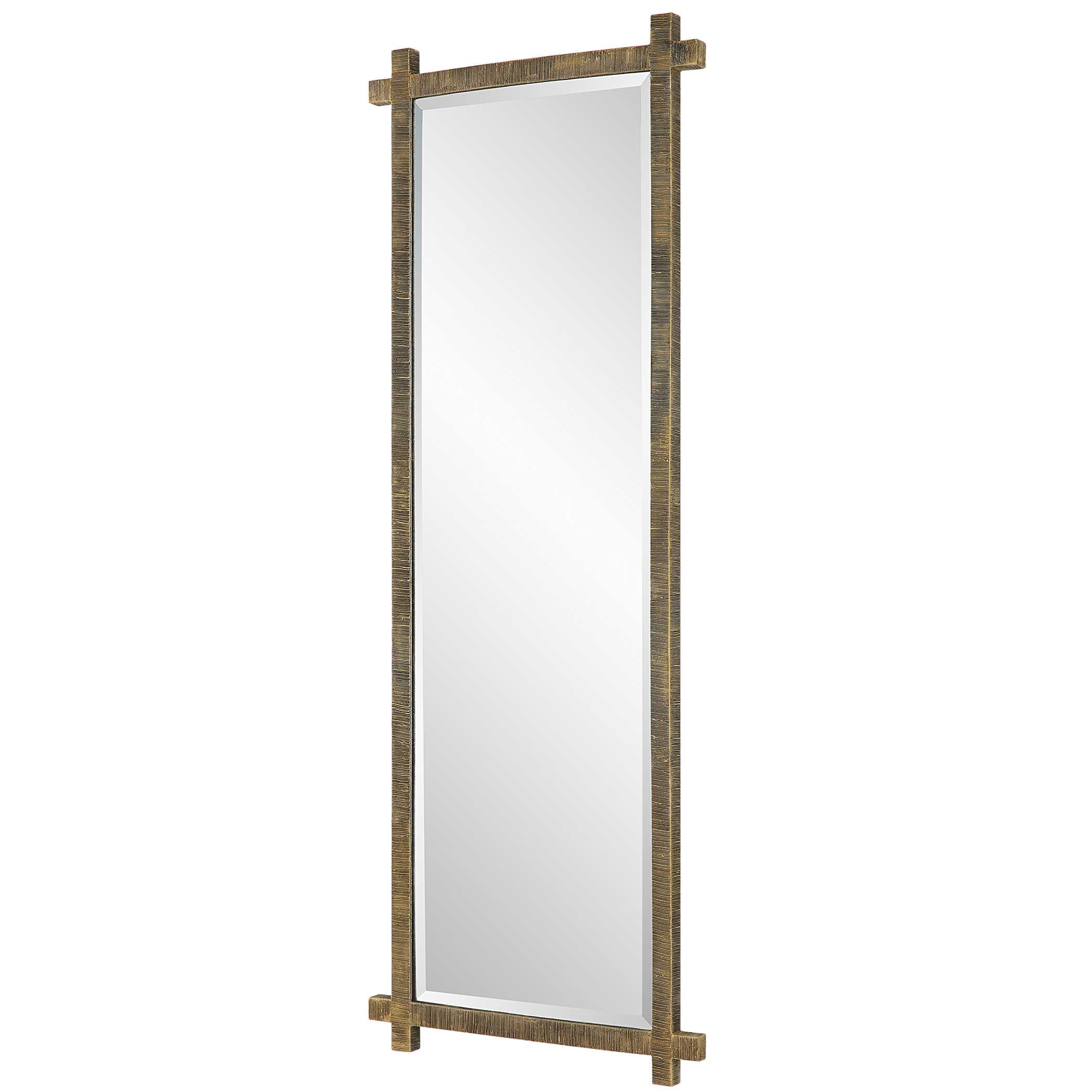 Abanu Ribbed Gold Dressing Mirror, by Uttermost, 22" width x 60.25" height x 1.25" depth View 5