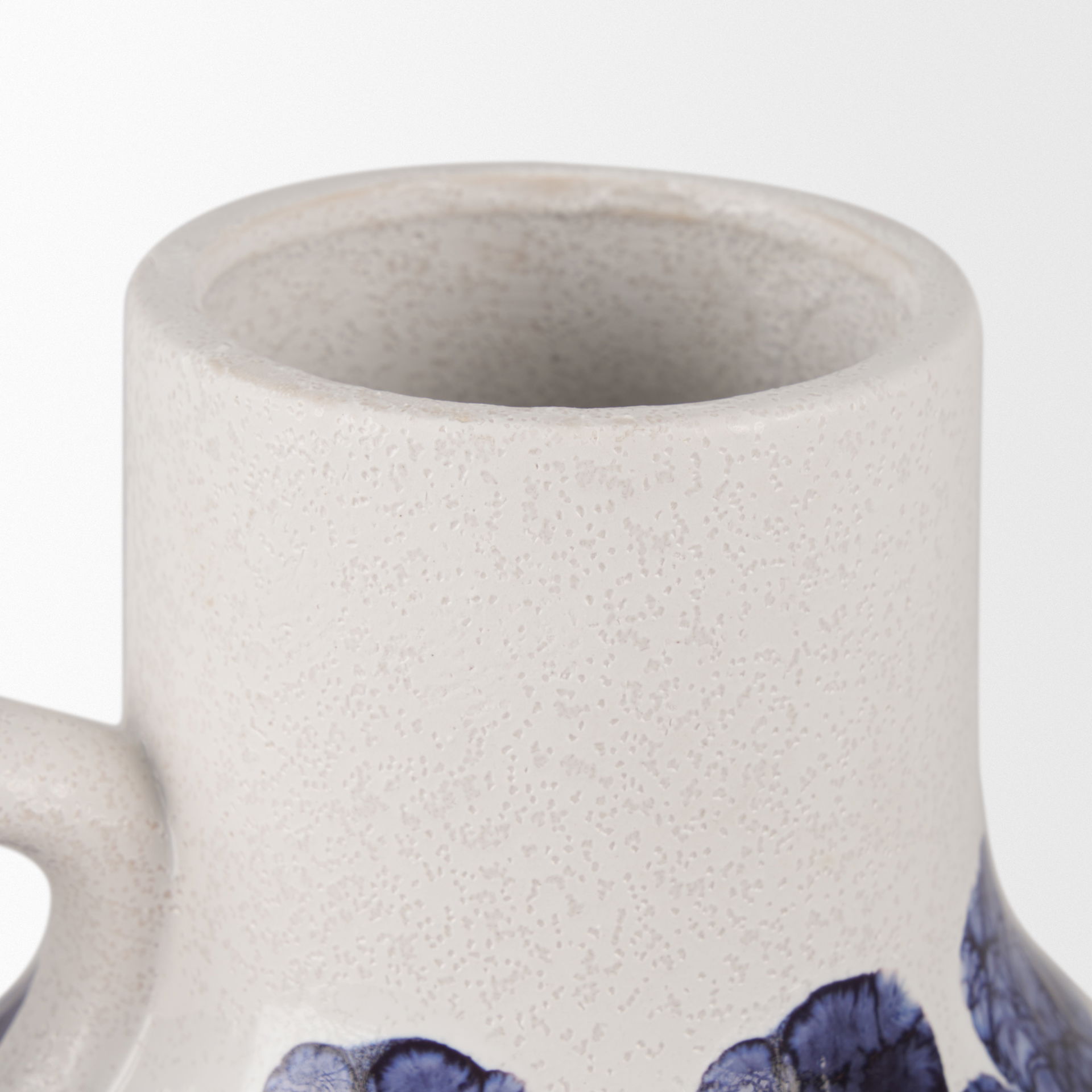 Truett White with Blue Stripes Ceramic Jug Vase, Decorative Jar by Mercana, 10.43" length x 8.66" width x 10.04" height View 5