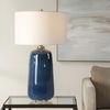 Brae Blue Glaze Table Lamp, by Uttermost, 18" width x 31.5" height x 18" depth thumbnail 2