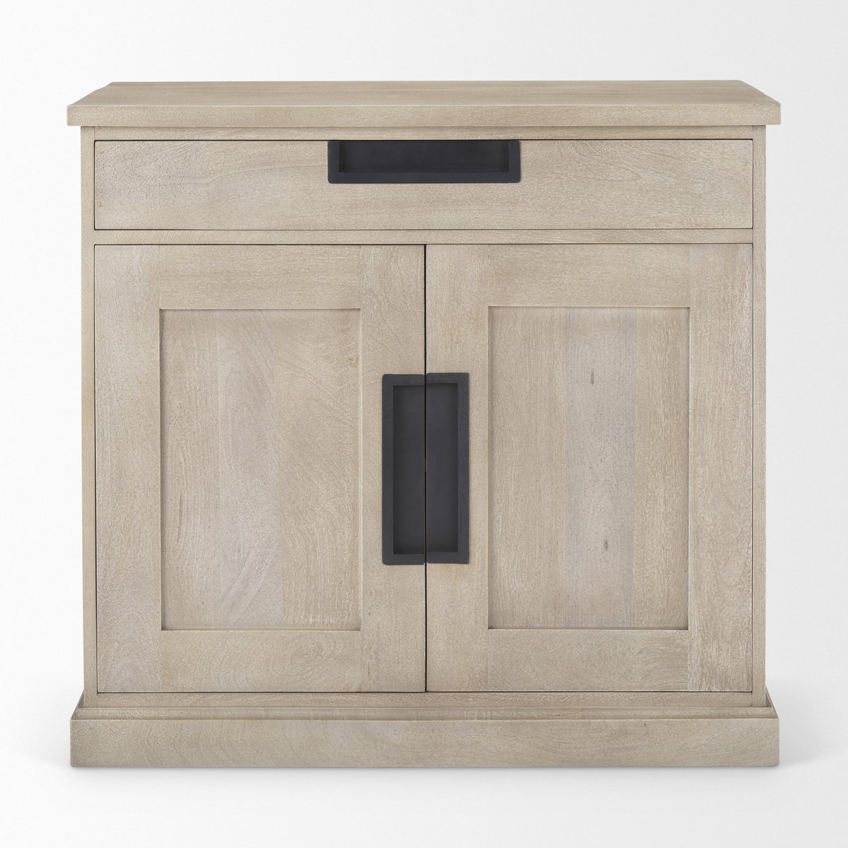 Braxton   Beige Wood with Black Accents 2 Door Accent Cabinet, Cabinets & Chest by Mercana, 33.5" length x 18.5" width x 31.5" height View 5