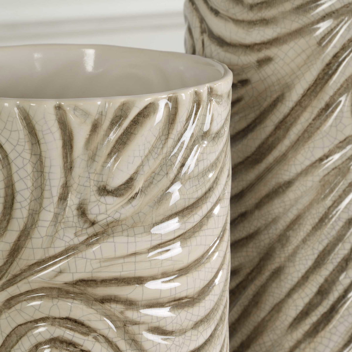 Timber Swirl Earth Tone Vases Set/2, by Uttermost, 6" width x 15.75" height x 6" depth View 3
