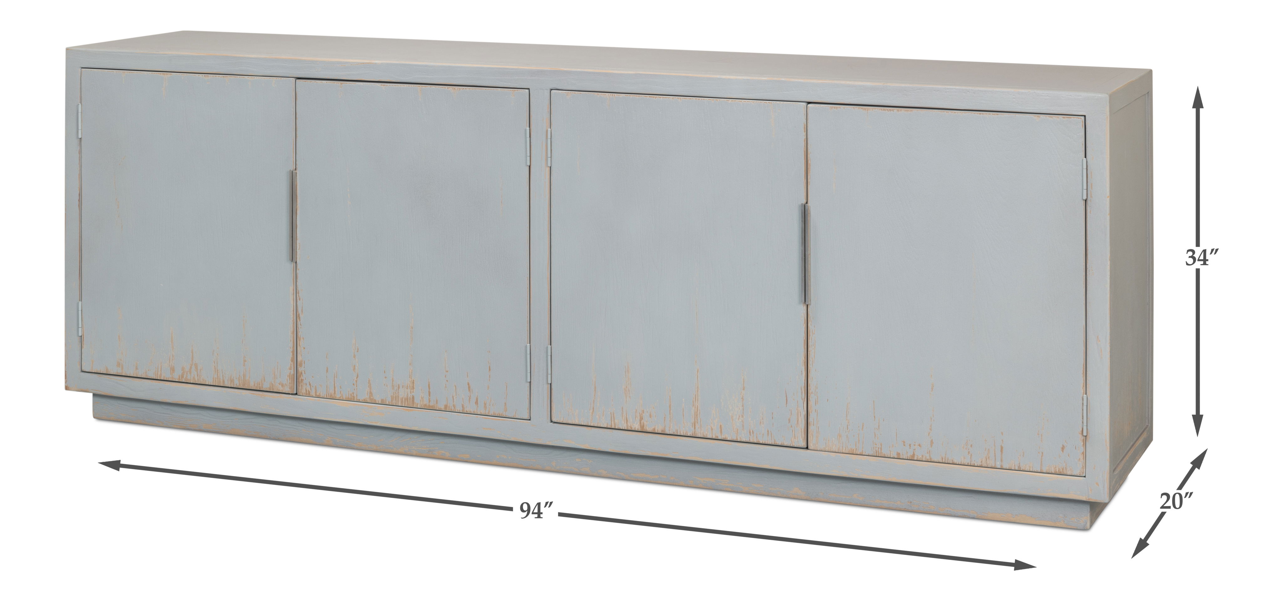 Maldives 4 Door Sideboard, Eros Blue, Cabinets & Sideboard by Sarreid, 94" length x 20" width x 34" height View 26