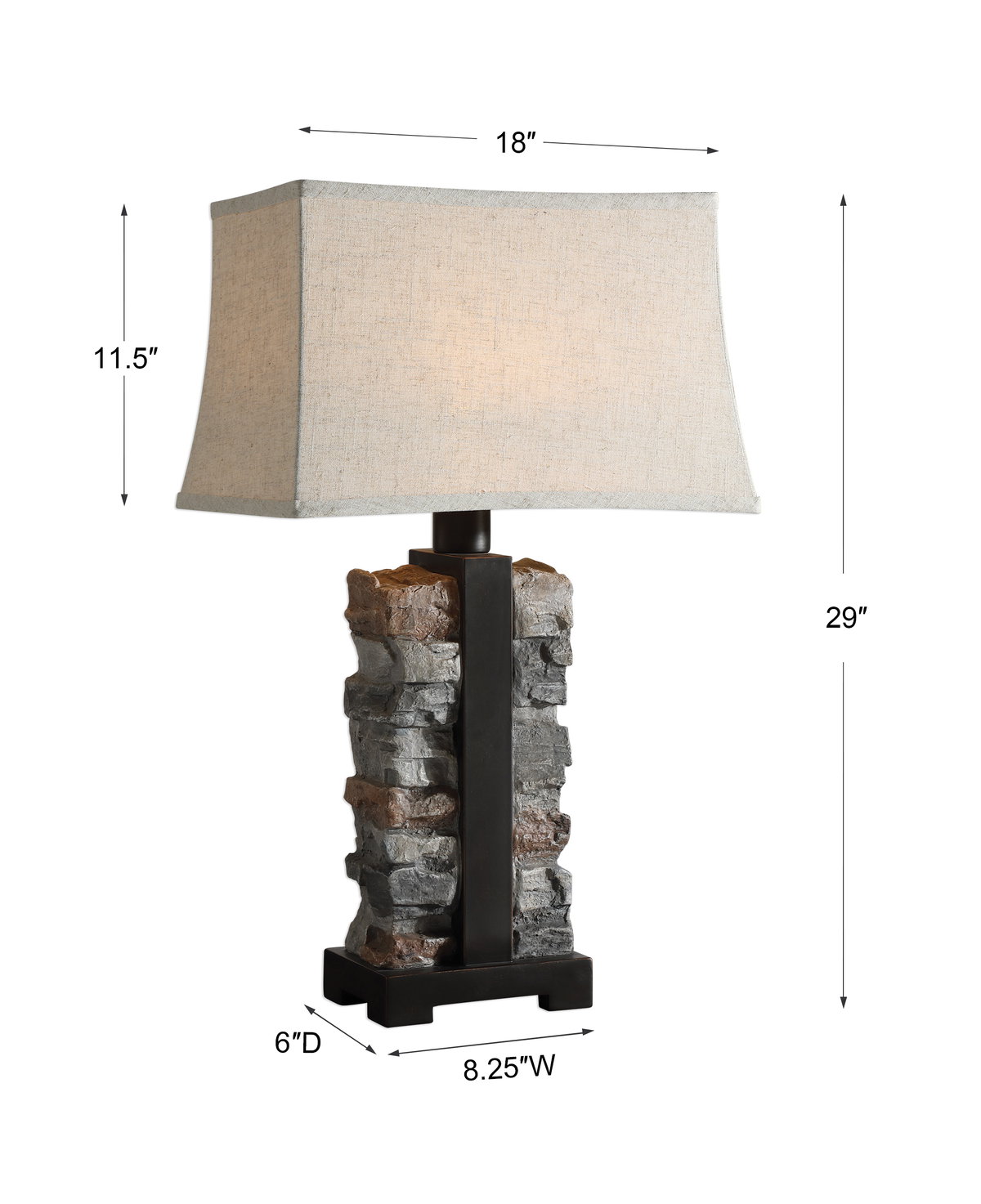Kodiak Stacked Stone Lamp, by Uttermost, 18" width x 29" height x 13" depth View 3