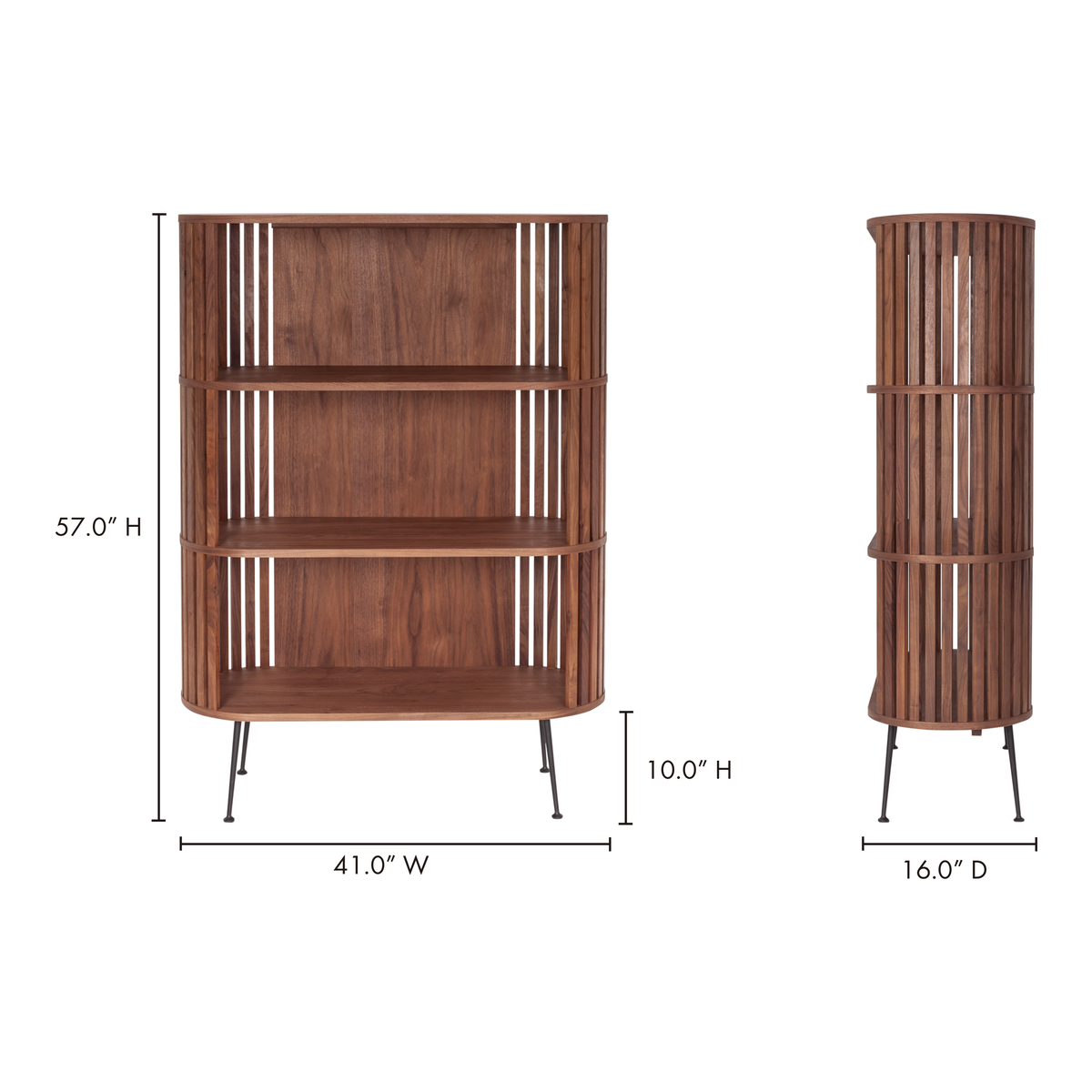 Henrich Bookshelf Light Brown, Shelving & Bookcase by Moe's Home, 41" width x 57" height x 16" depth View 10
