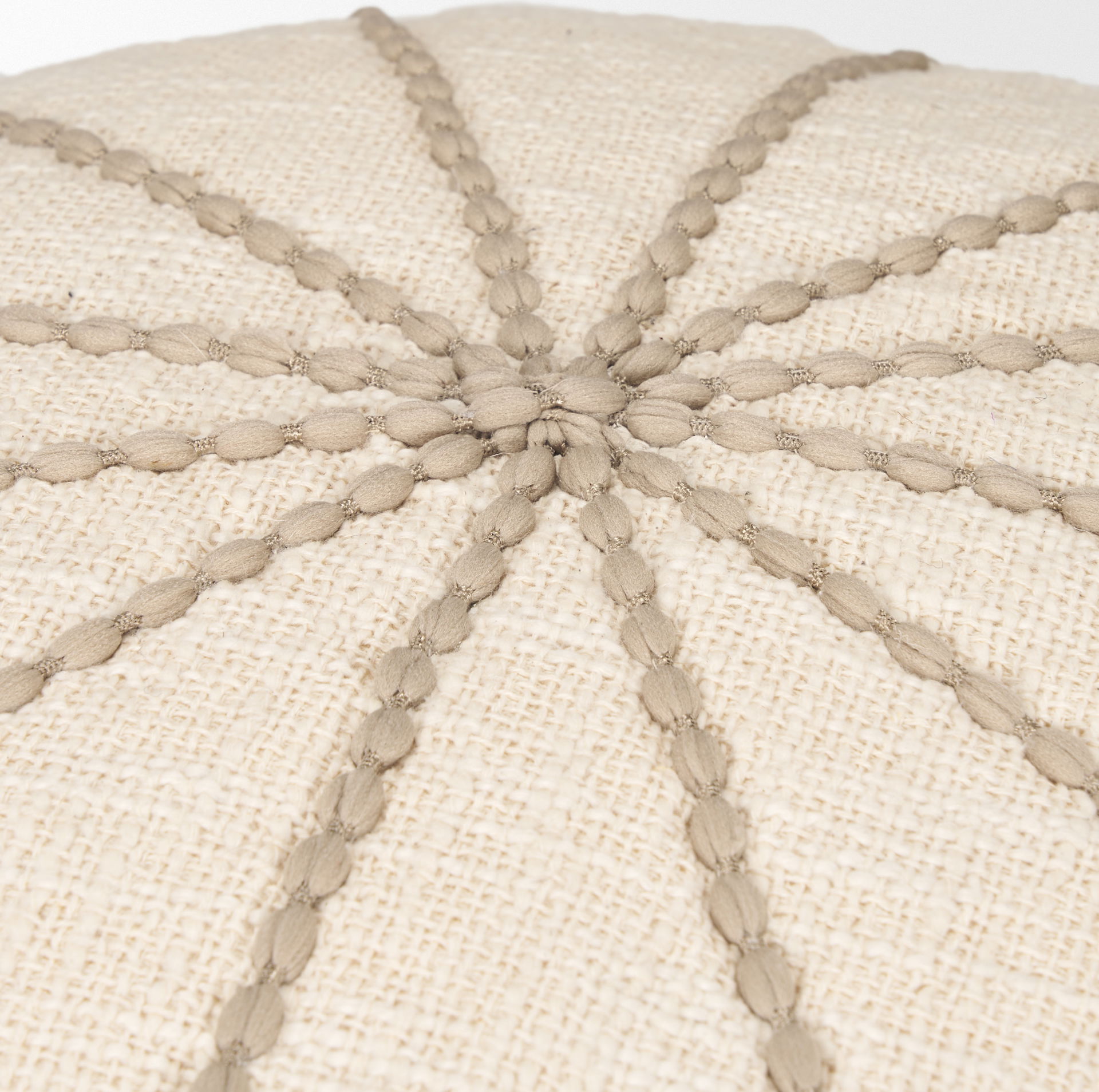 Sachi Beige with Stitching Pouf, Ottoman by Mercana, 18" length x 18" width x 14" height View 6