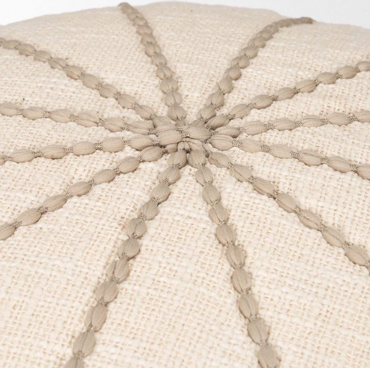 Sachi Beige with Stitching Pouf, Ottoman by Mercana, 18.25" length x 18.25" width x 18.25" height View 6