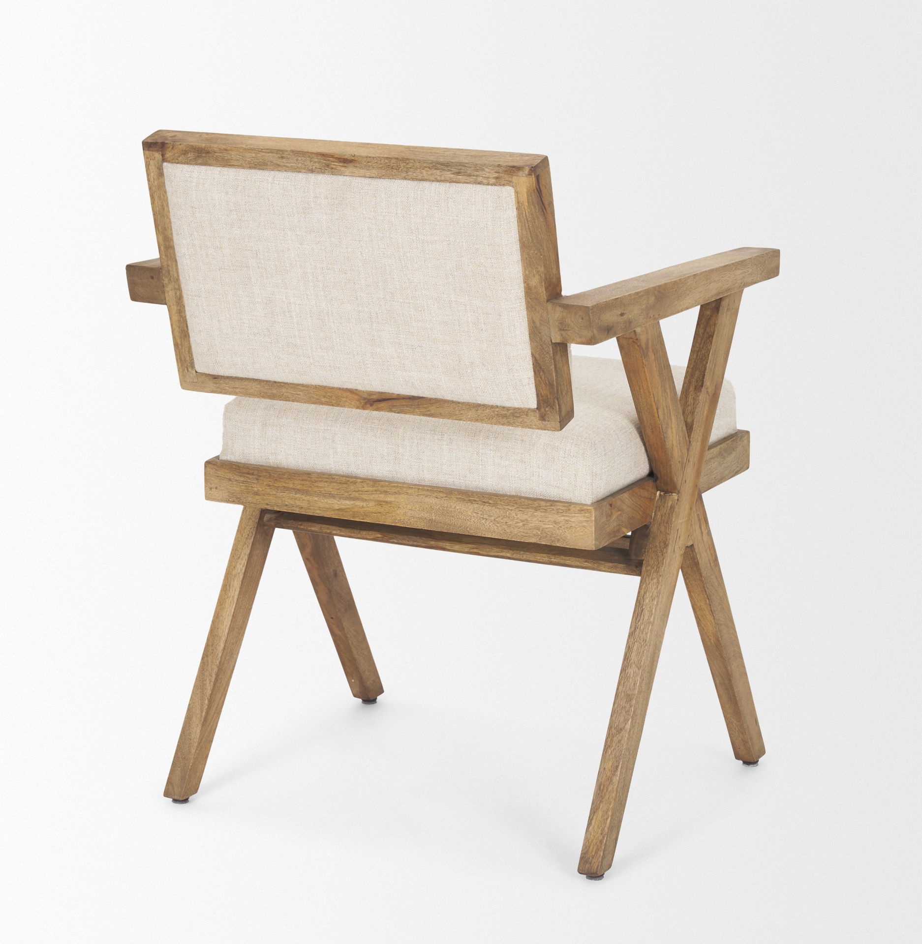 Topanga I Cream Fabric Wrap Medium Brown Wooden Frame Dining Chair large image 