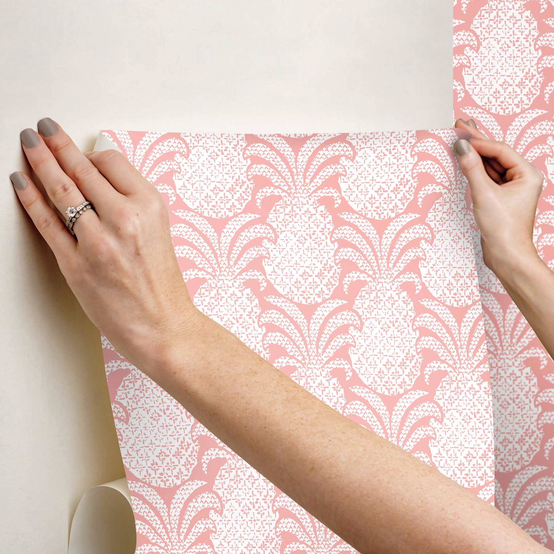 Colony Club Shell Pink Peel & Stick Wallpaper large image 