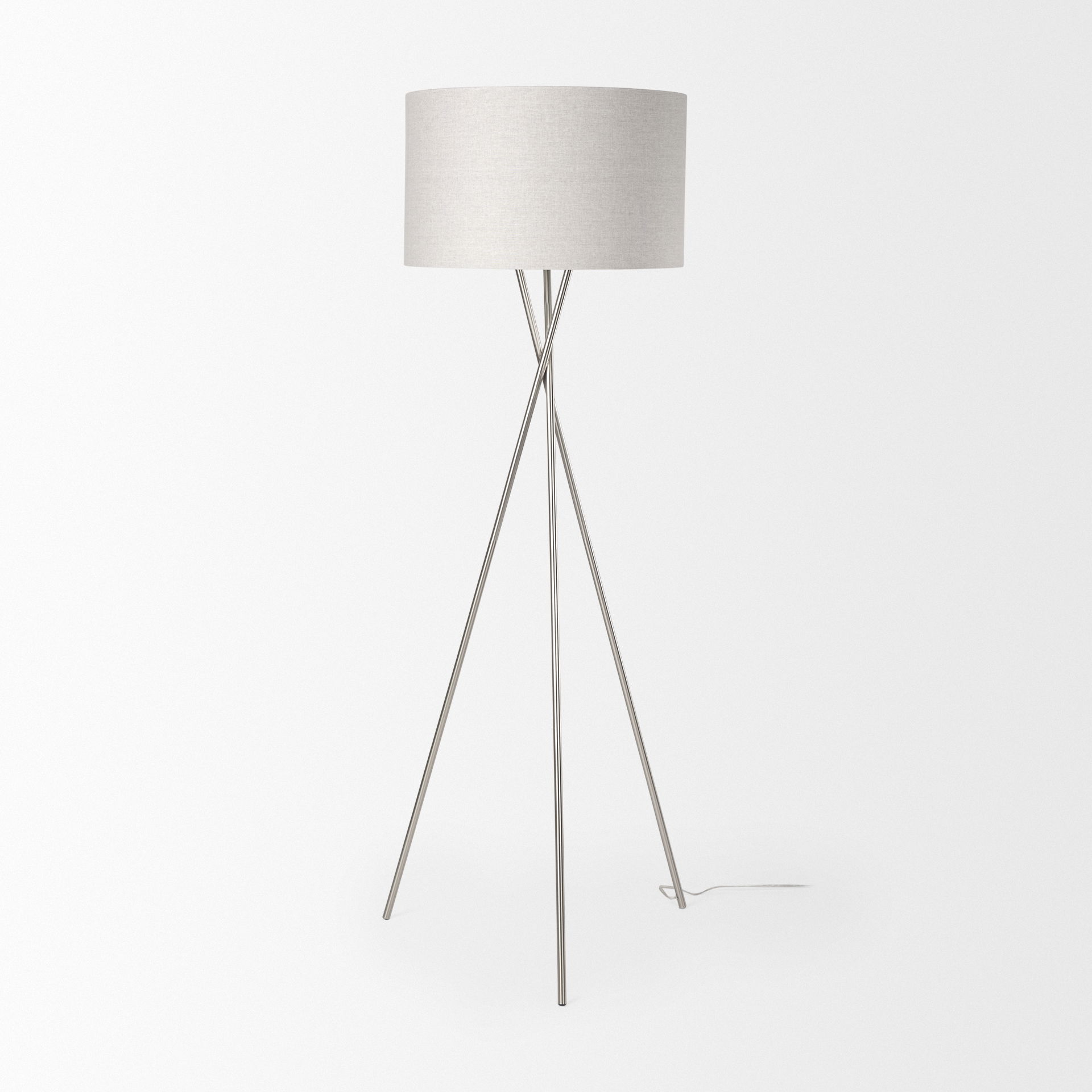 Ambrose  Silver Metal with Beige Fabric Shade Floor Lamp, by Mercana, 20" length x 20" width x 61.8" height View 4