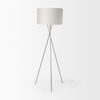 Ambrose  Silver Metal with Beige Fabric Shade Floor Lamp, by Mercana, 20" length x 20" width x 61.8" height thumbnail 4