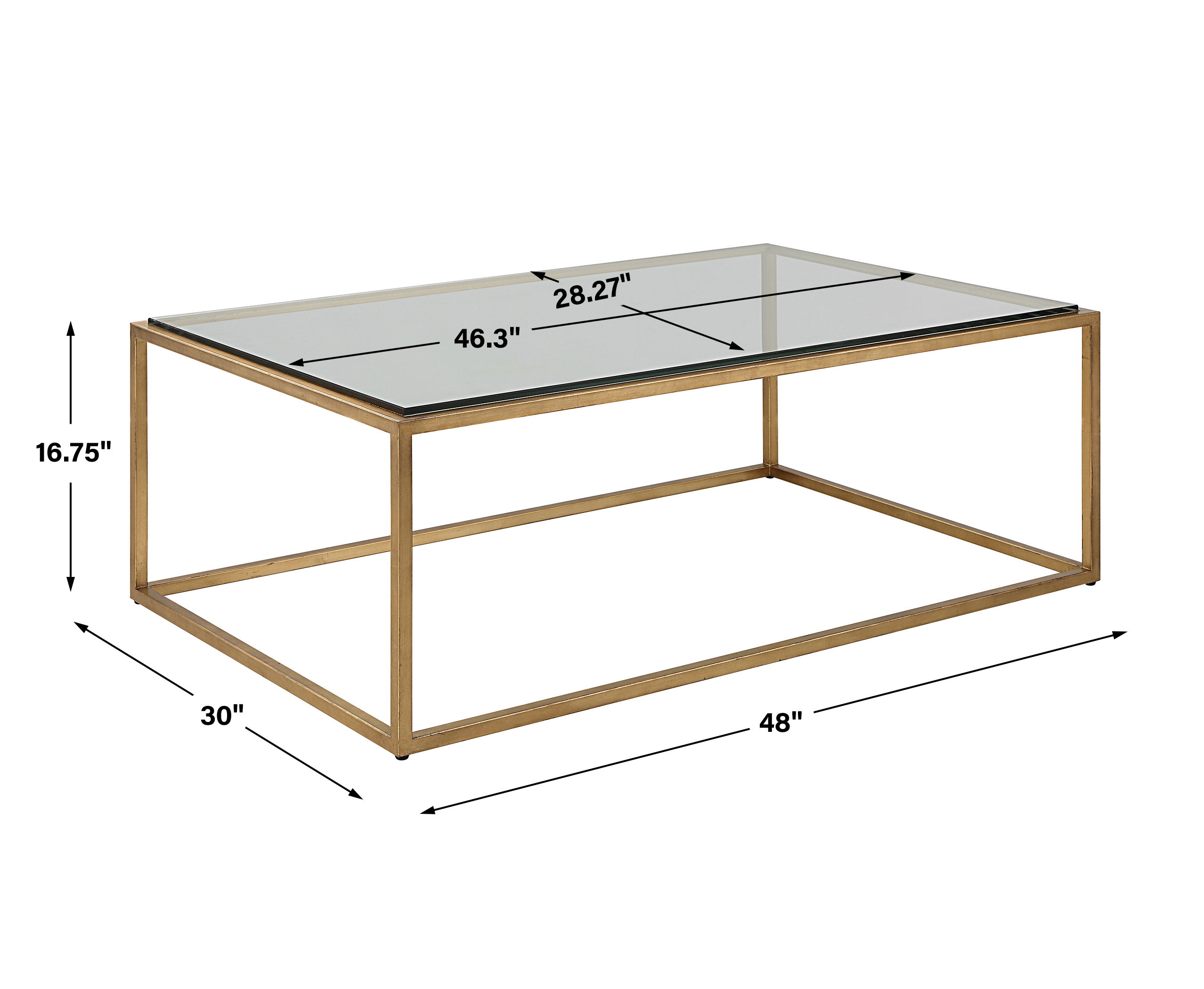 Bravura Gold Coffee Table, Furniture by Uttermost, 48" width x 16.75" height x 30" depth View 3