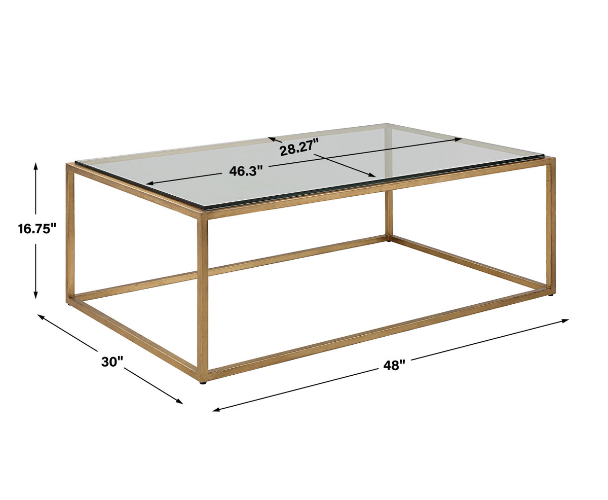 Bravura Gold Coffee Table, by Uttermost, 48" width x 16.75" height x 30" depth View 3