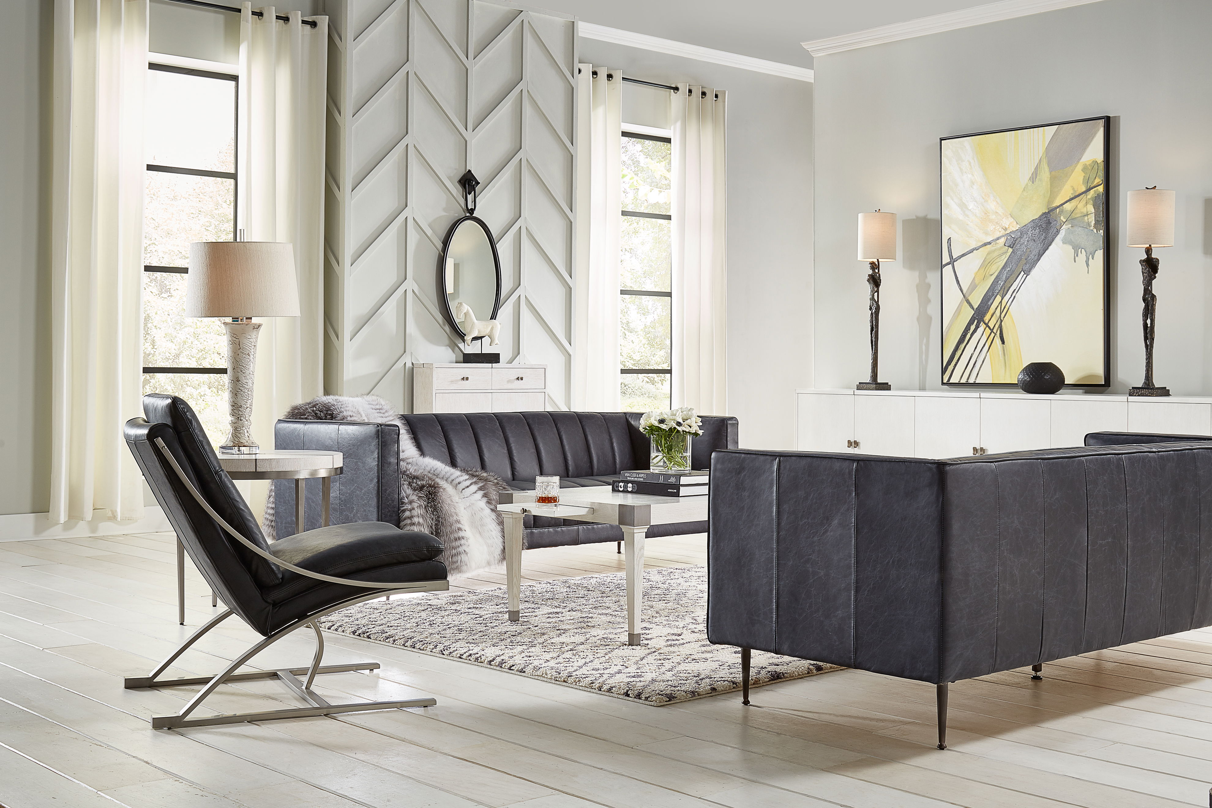 *Lexington Sofa Nottinghill Grey Leather large image 