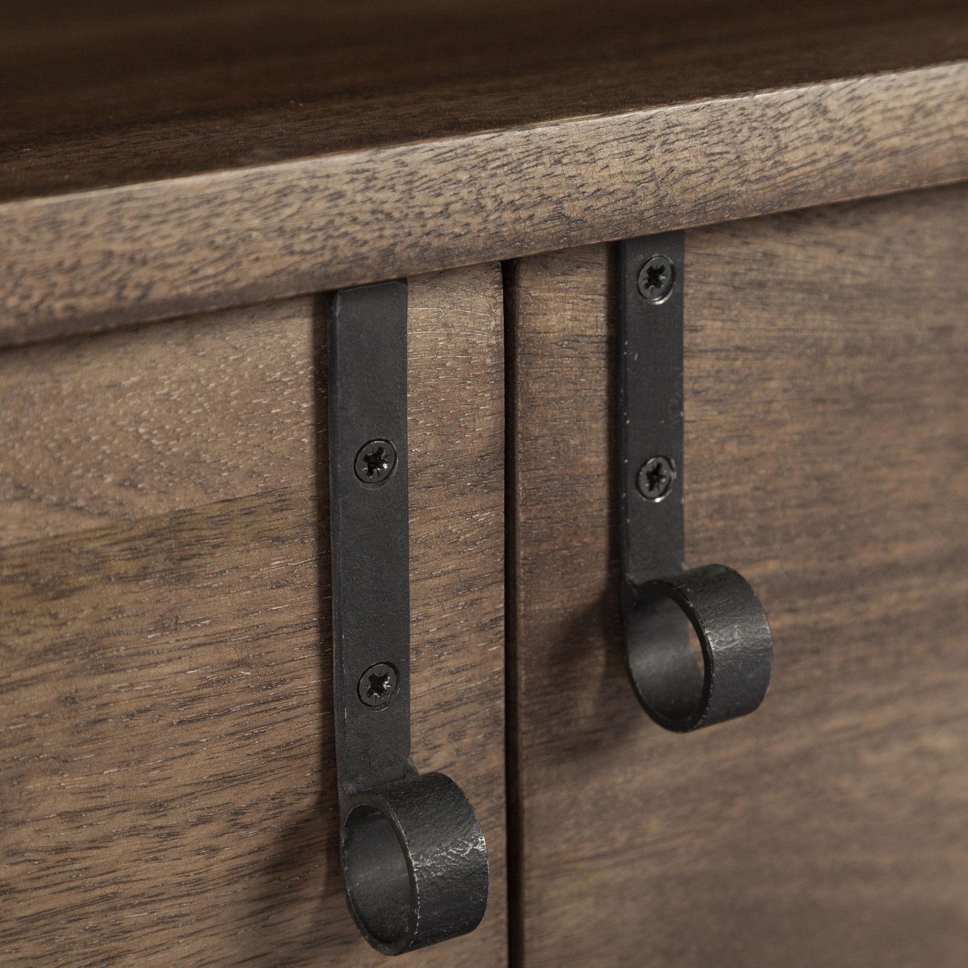 Glenn IV Dark Brown Wood with Black Iron Frame Media Console with Storage, TV Stand for TV up to 71', by Mercana, 61.5" length x 18" width x 24" height View 11