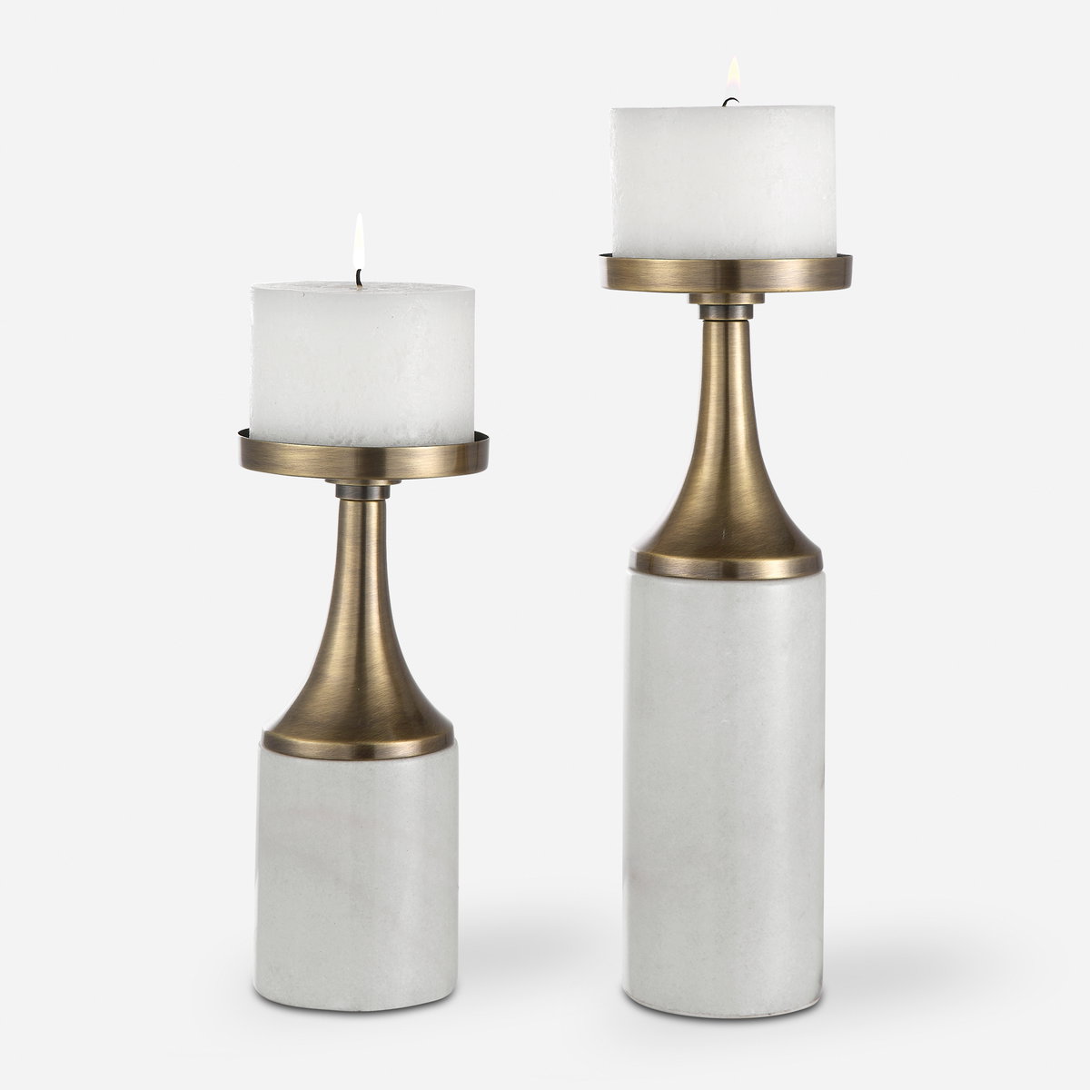 Castiel Marble Candleholders Set/2, Candles & Candle Holder by Uttermost, 4.75" width x 13" height x 4.75" depth View 1