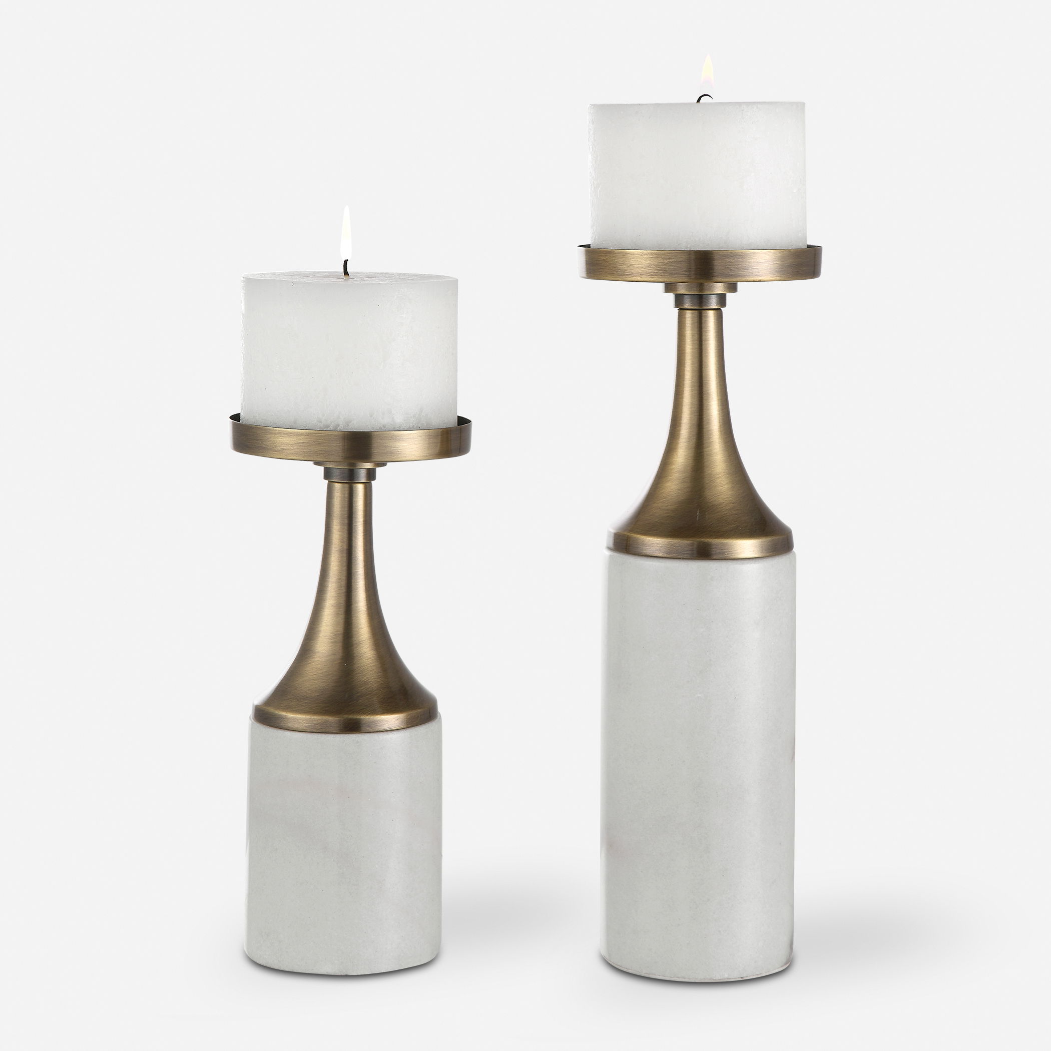 Castiel Marble Candleholders Set/2, Decorative by Uttermost, 4.75" width x 13" height x 4.75" depth View 1