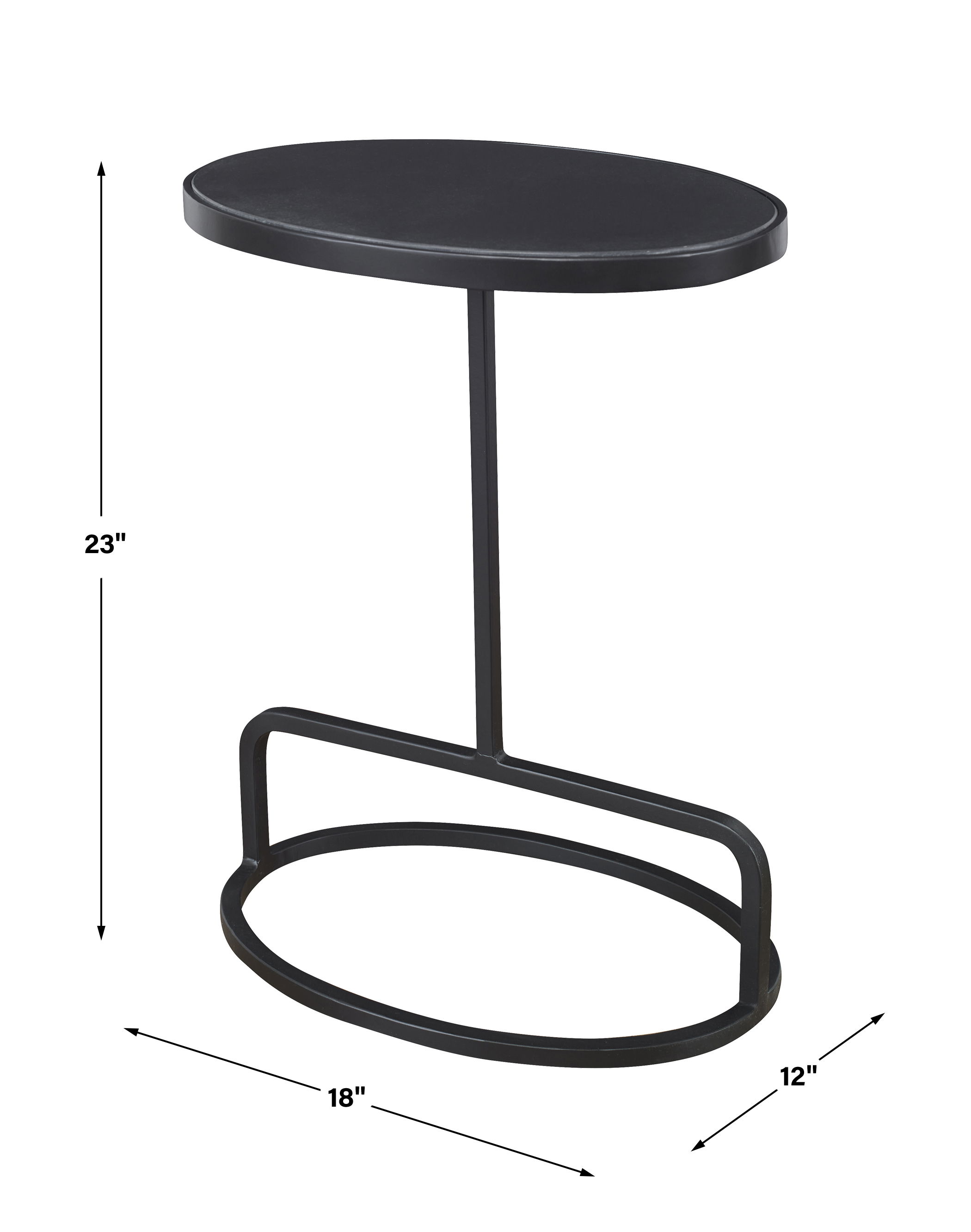 Jessenia Black Marble Accent Table, Furniture by Uttermost, 18" width x 23" height x 12" depth View 3
