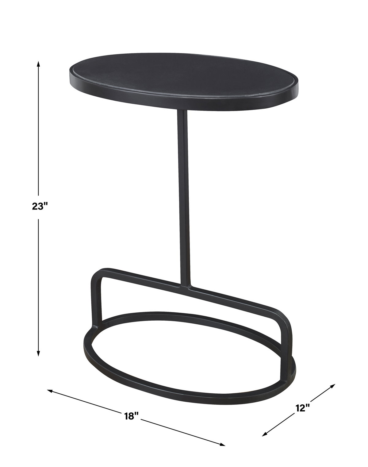 Jessenia Black Marble Accent Table, Side & End Table by Uttermost, 18" width x 23" height x 12" depth View 3
