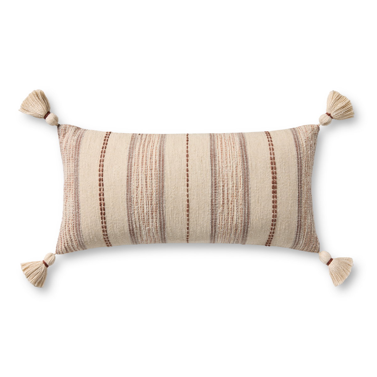Loloi Ivory Pillow, Decorative Pillow, 12" length x 27" width View 1