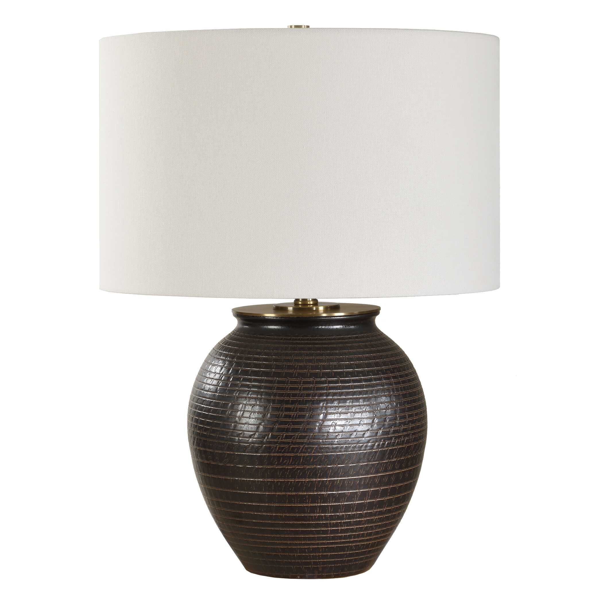 Hawkins Bronze Ribbed Table Lamp, by Uttermost, 18" width x 25.25" height x 18" depth View 4