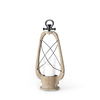 Zain I Small Brown Wooden Vintage Inspired Candle Holder Lantern, Lighting by Mercana, 10.04" length x 5.71" width x 21.26" height thumbnail 1
