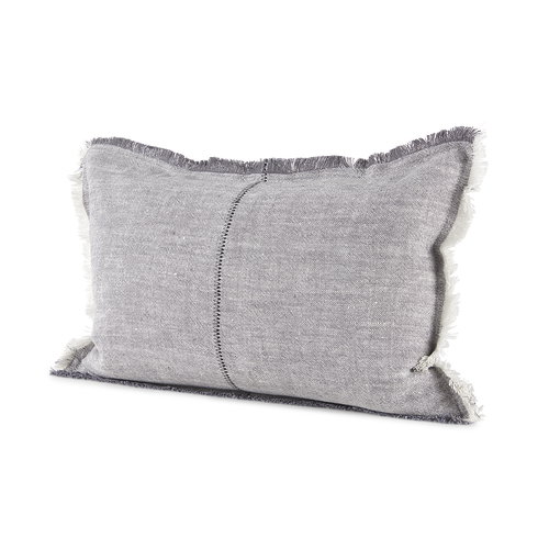 Thais 13x21 Gray Fabric Fringed Decorative Pillow Cover