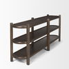 Romi Dark Brown Wood with 3 Shelves Oval Console Table thumbnail 5