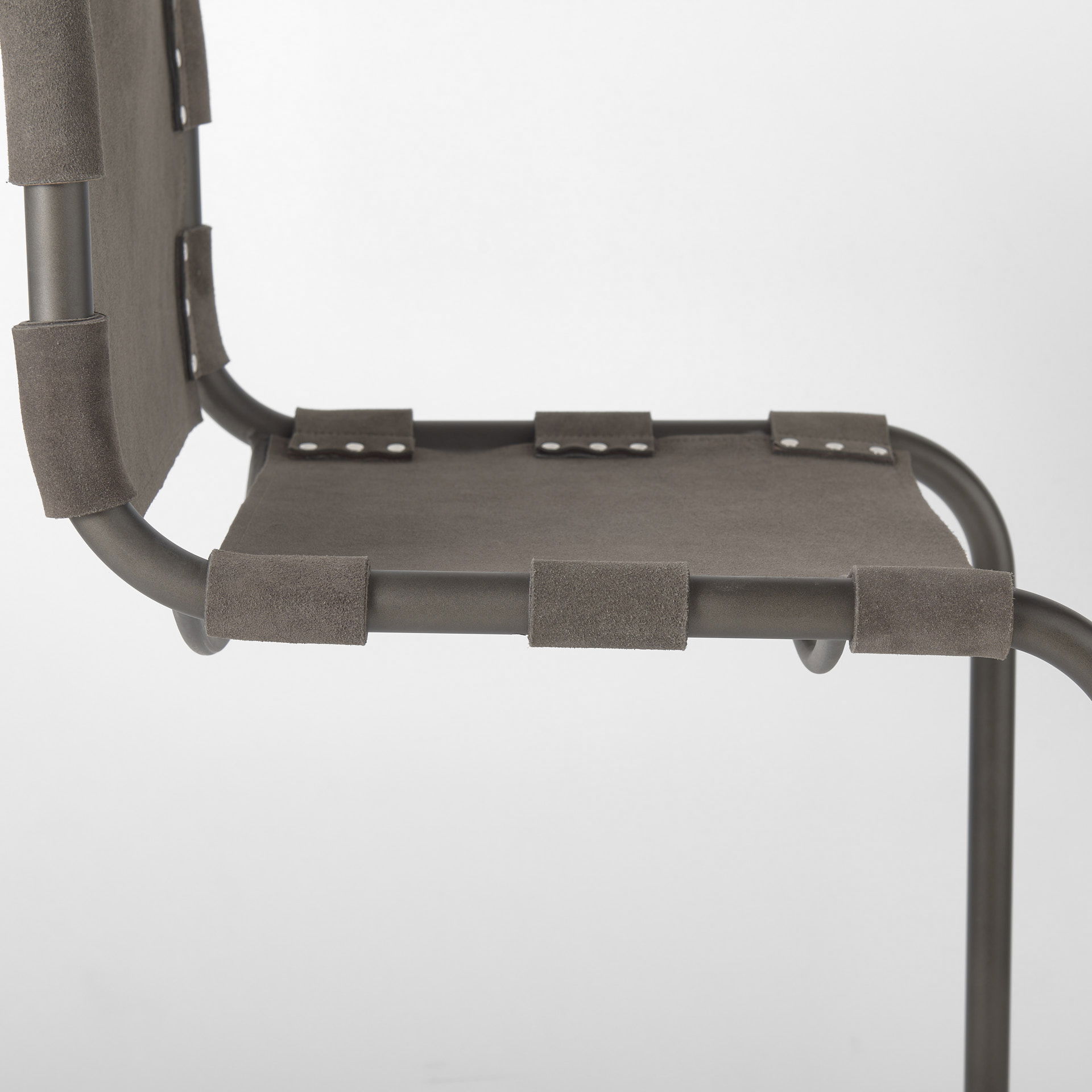 Berbick 43' Total Height Brown/Gray Suede with Iron Frame Bar Stool, Counter & Bar Stool by Mercana, 20.5" length x 24.8" width x 43" height View 8