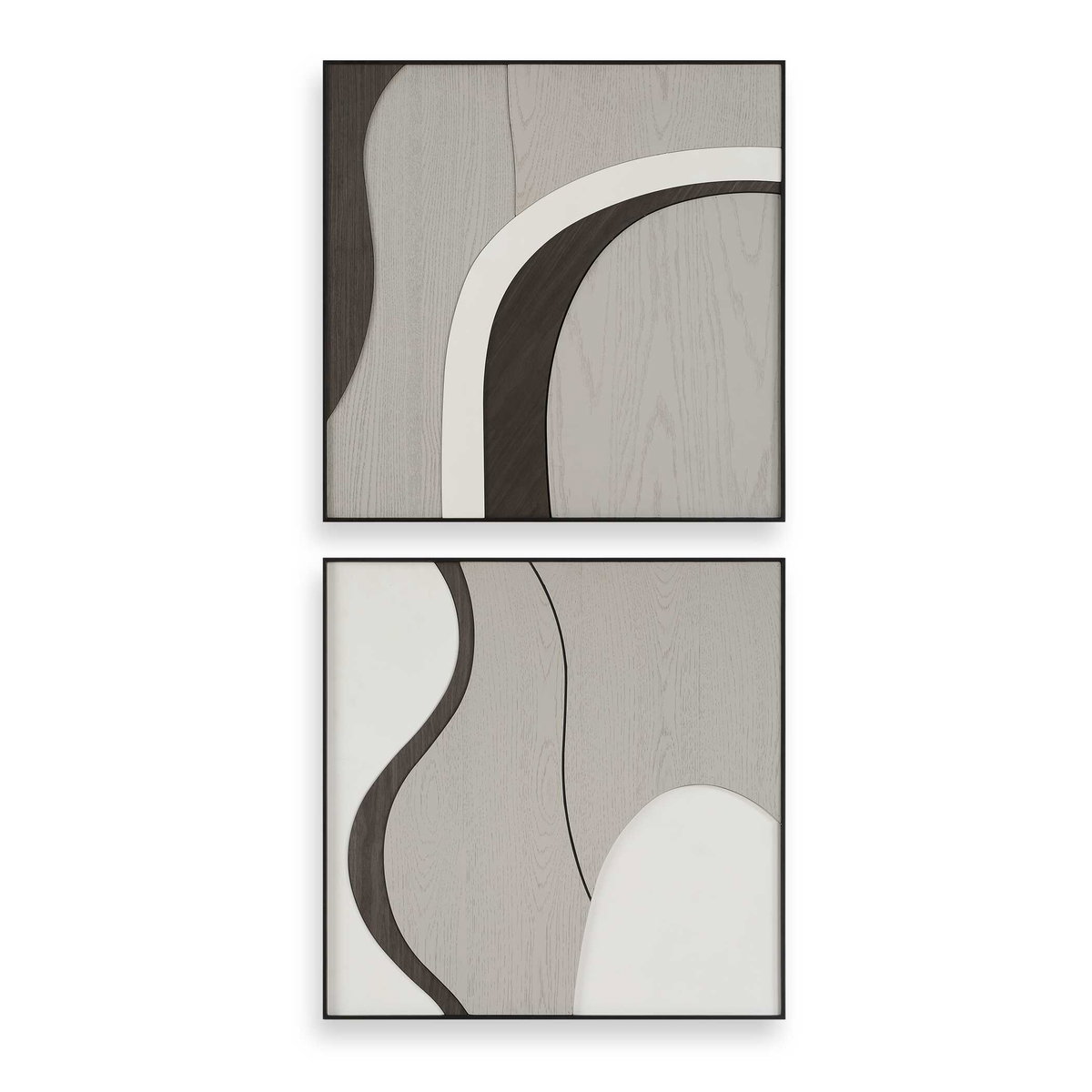 Joel Modern Wood Wall Art Set/2, Sculptural Wall Art by Uttermost, 27.75" width x 27.75" height x 1.37" depth View 1