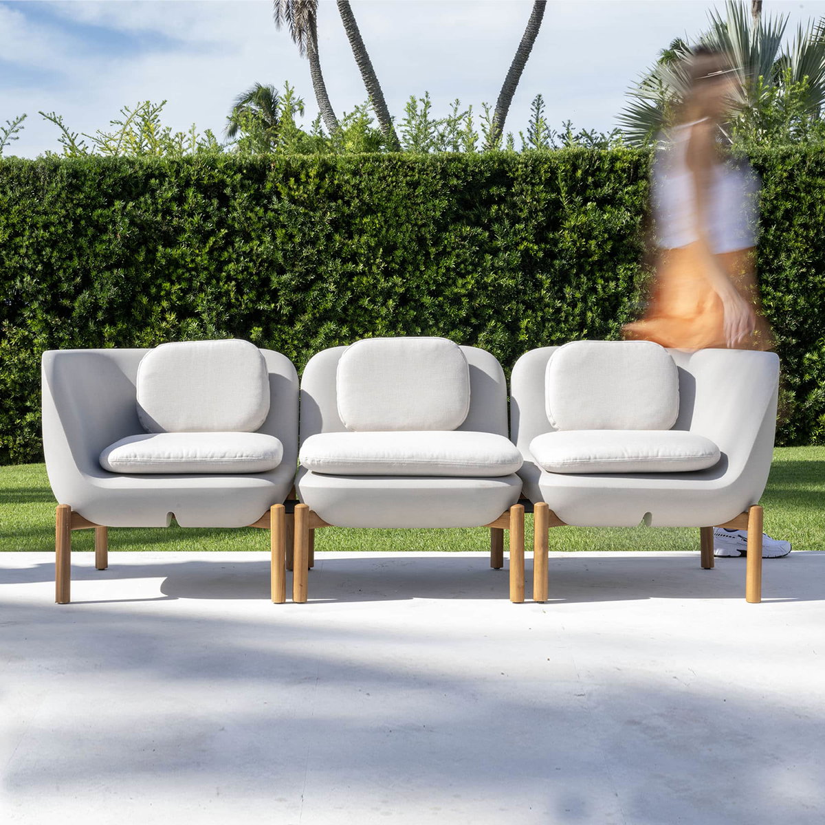 Inou Elements Modular Three-seater Sofa, Outdoor Furniture by Crescent Garden, 6'9.3" width x 2'2.4" height x 2'3.8" depth View 2