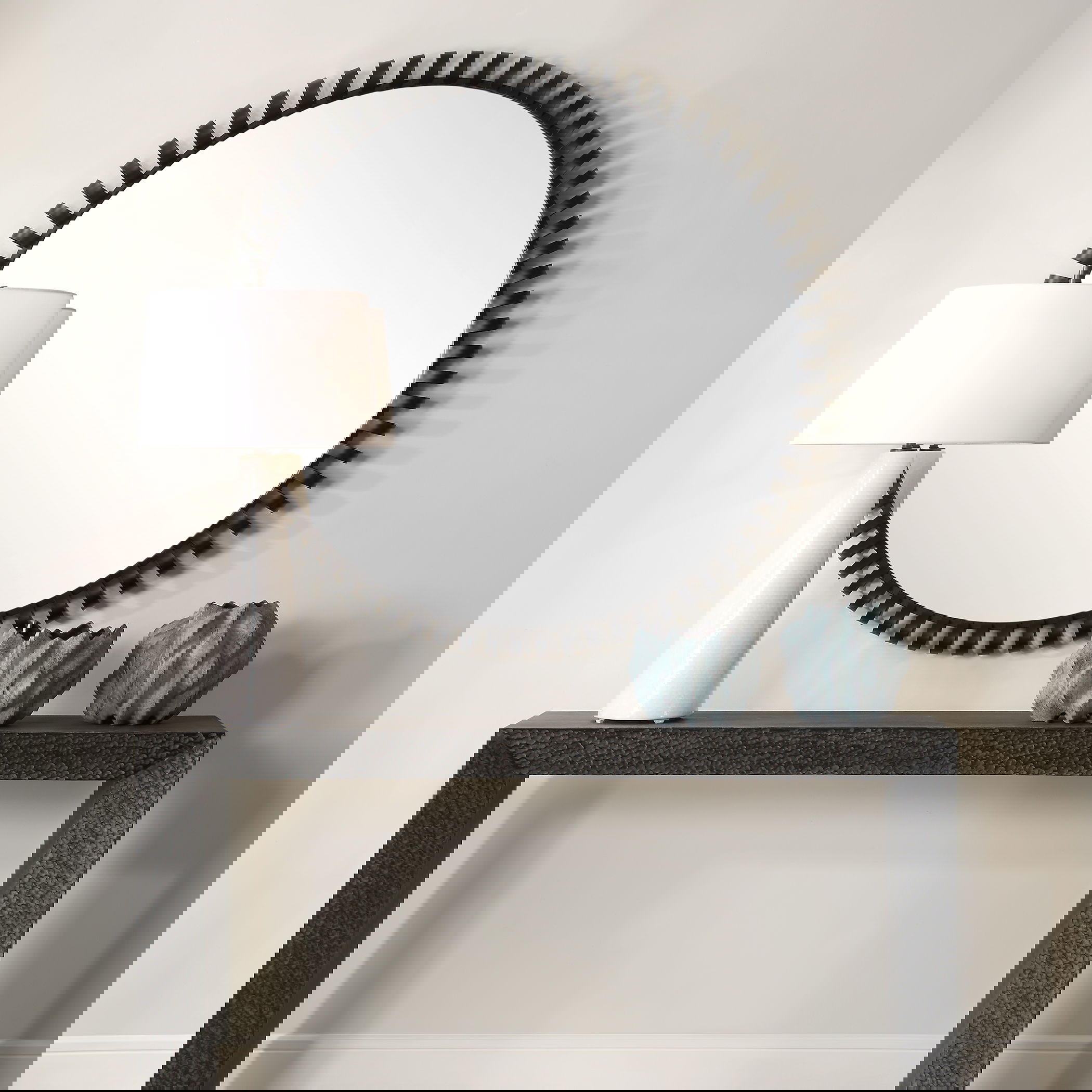 Corona Modern Round Mirror, by Uttermost, 50" width x 50" height x 3" depth View 2