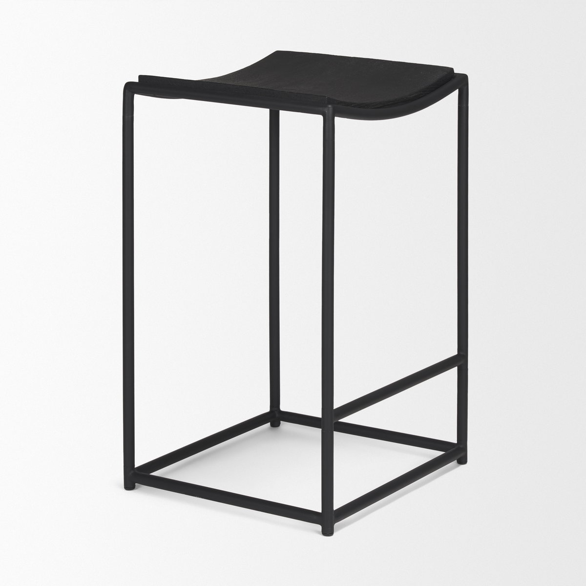 Taniel Backless 26in Seat Counter Stool | Black Wood with Black Metal, Counter & Bar Stool by Mercana, 18" length x 16" width x 27.25" height View 10