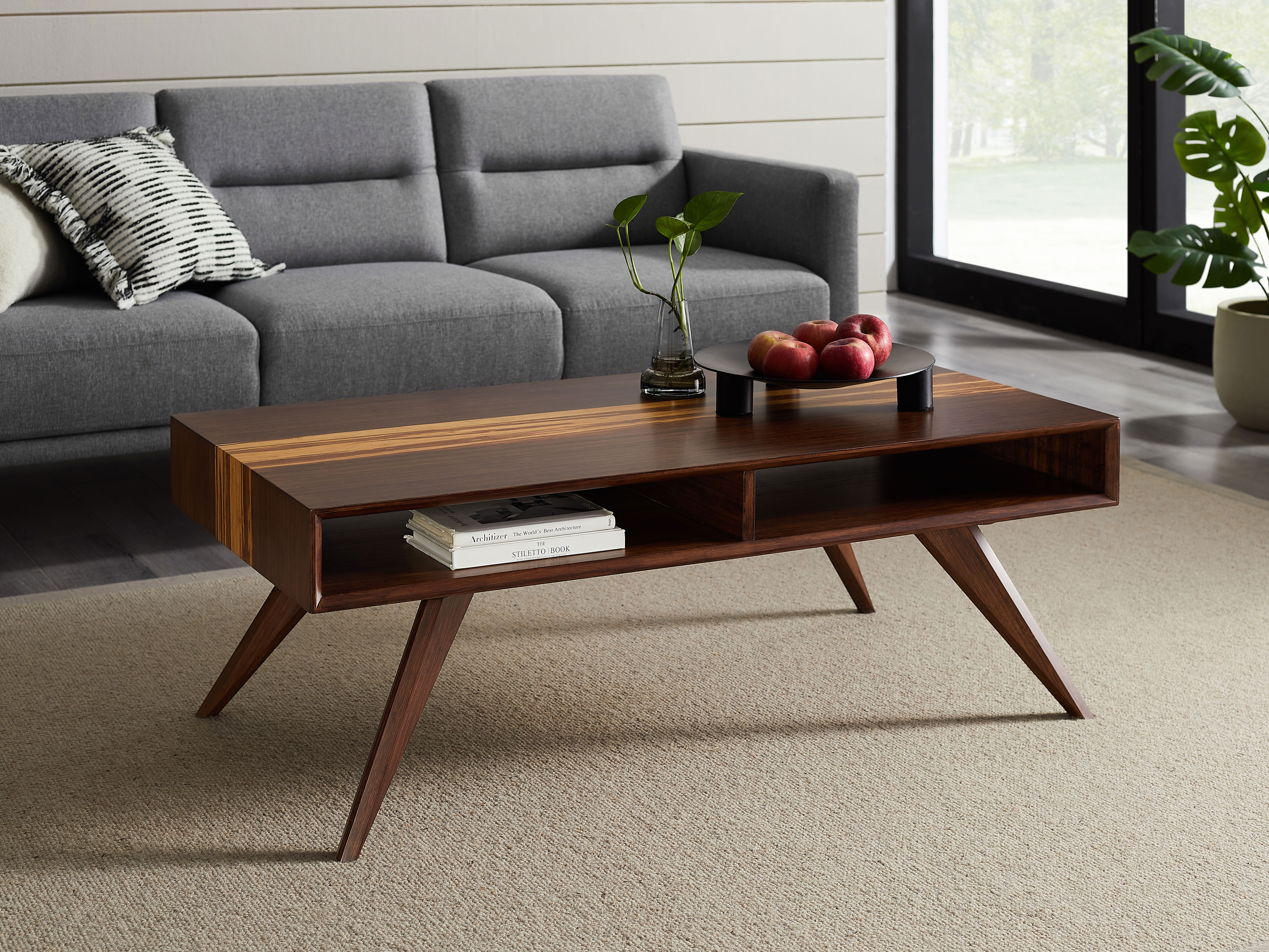 Azara Tiger Coffee Table, Sable, Living Room by Greenington, 24" length x 46" width x 17.5" height View 5