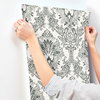 Bold Brocade Black Wallpaper, by York Wall, 33' length x 1'8.5" width x 0.02" depth thumbnail 5
