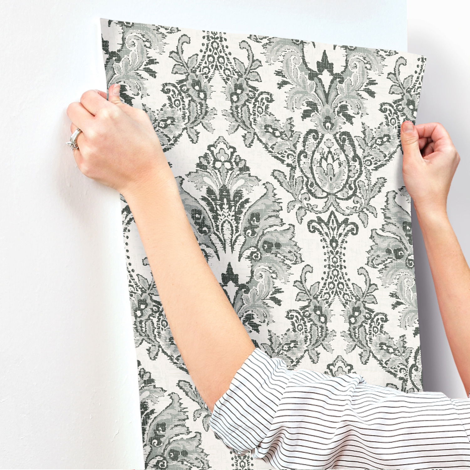 Bold Brocade Black Wallpaper large image 