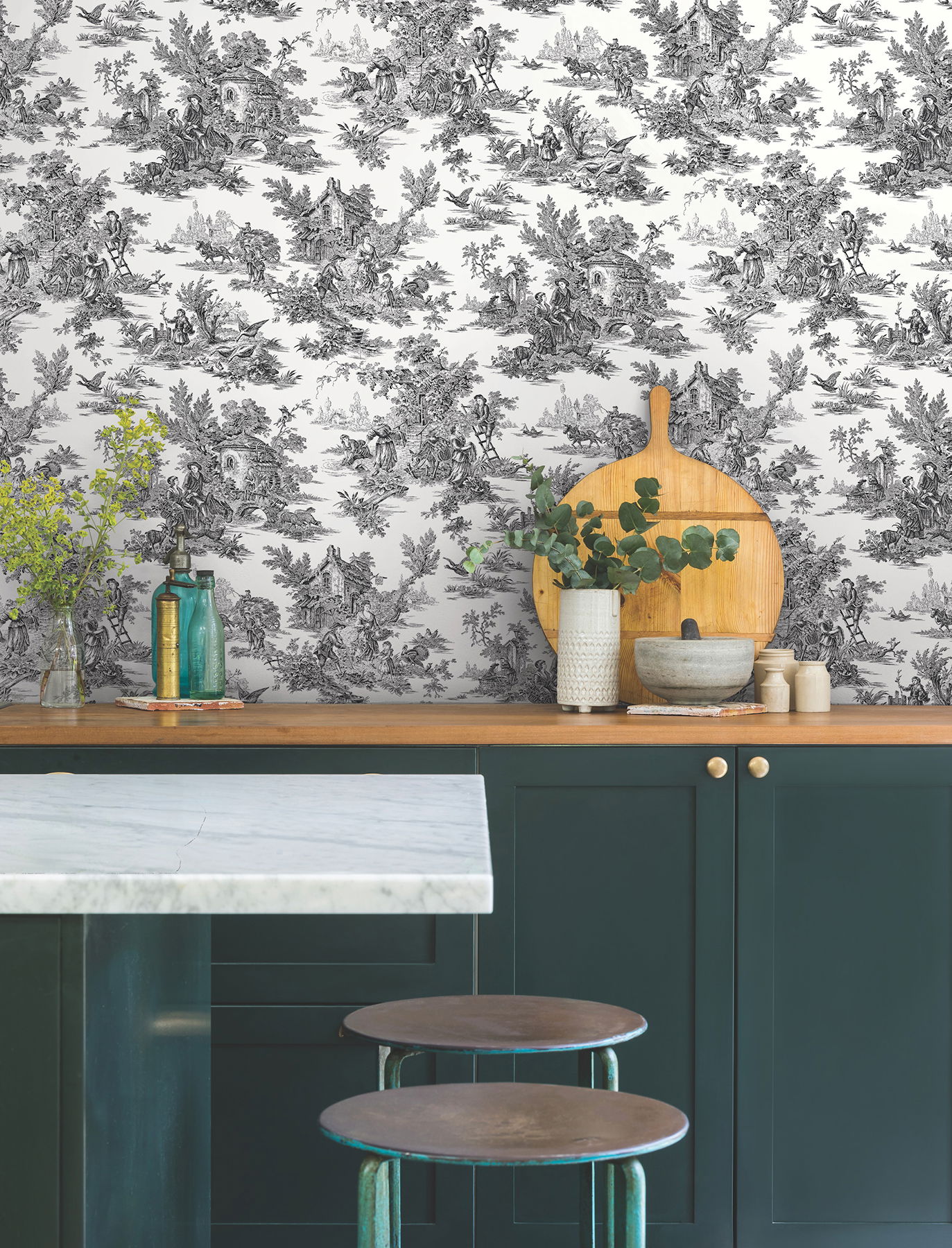 Campagne Toile Black & White Wallpaper, by York Wall, 33' length x 1'8.5" width x 0.02" depth View 6