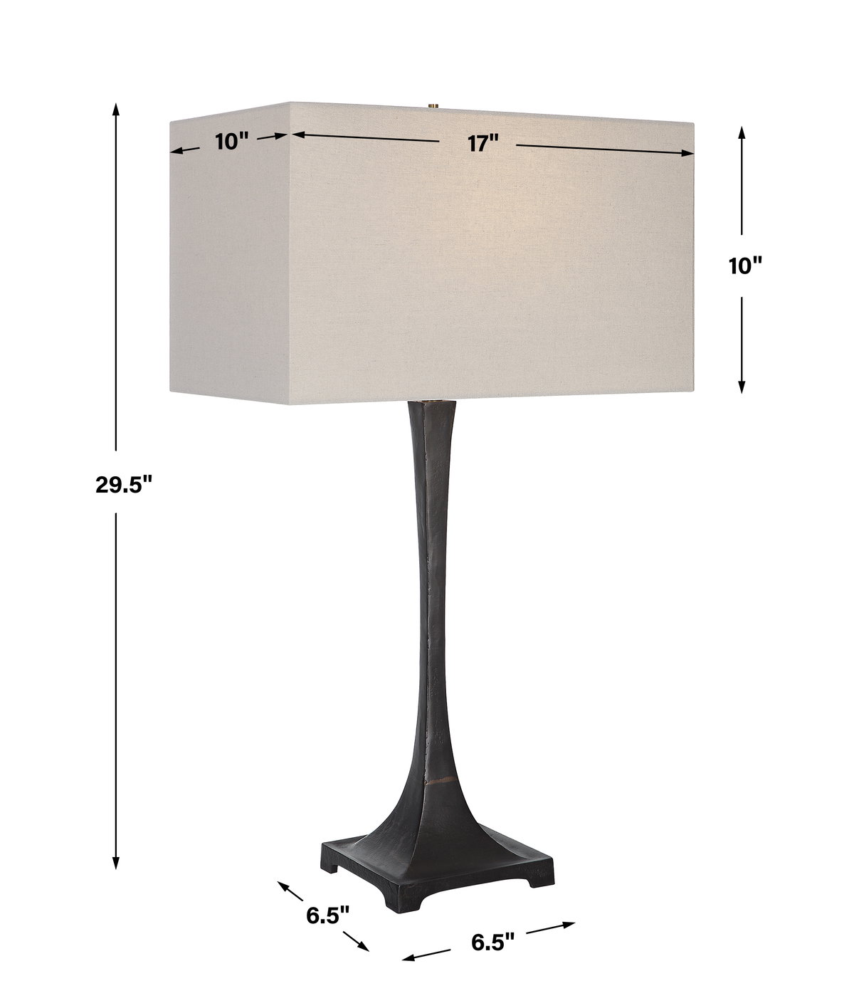 Reydan Tapered Iron Table Lamp, by Uttermost, 17" width x 29.5" height x 10" depth View 3