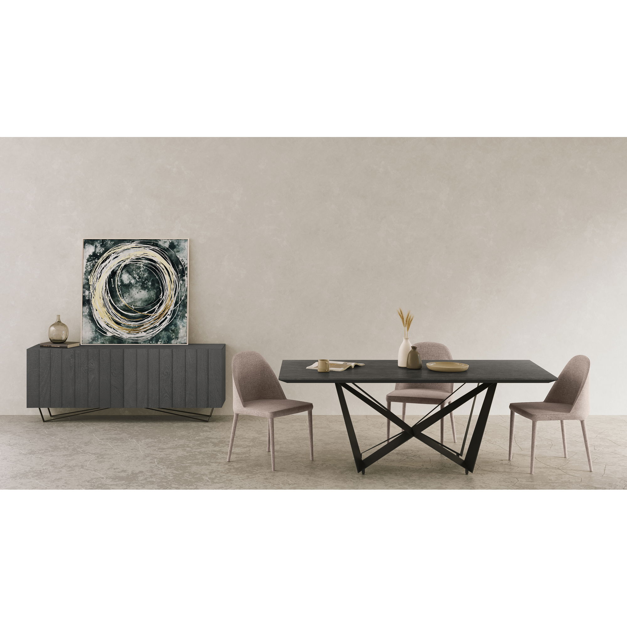 Brolio Sideboard Charcoal, Cabinets & Sideboard by Moe's Home, 71" width x 30" height x 16" depth View 12