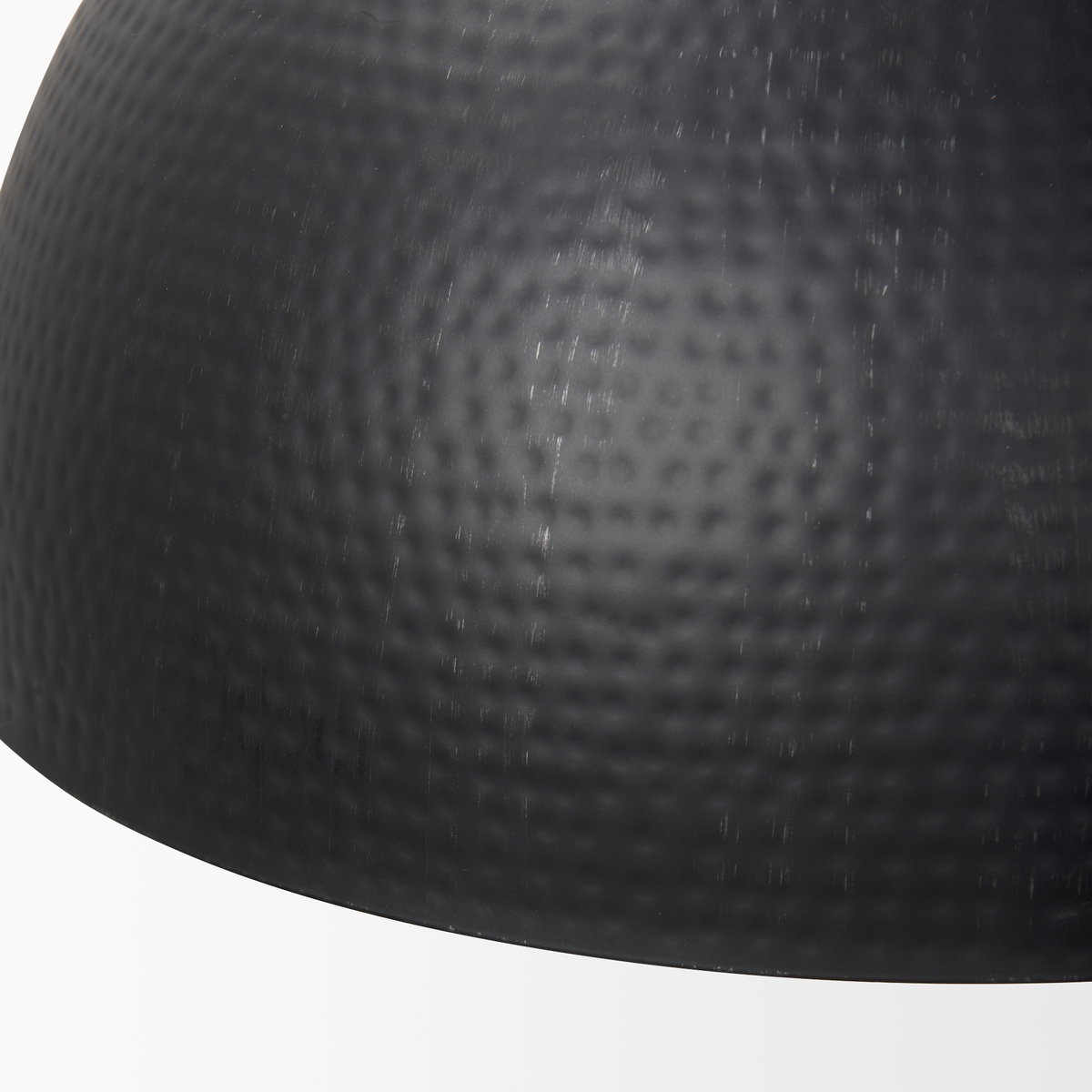 Karina 24' Round Matte Black Hammered Metal Dome Pendant Light, by Mercana, 24" length x 24" width x 17" height View 8