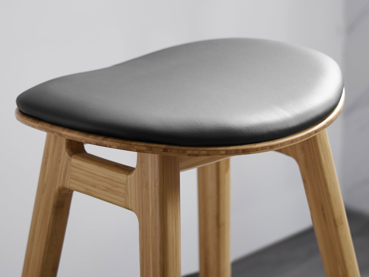 Skol Counter Height Stool With Leather Seat, Caramelized, (Set of 2), Counter & Bar Stool by Greenington, 15.75" length x 20" width x 27.75" height View 5