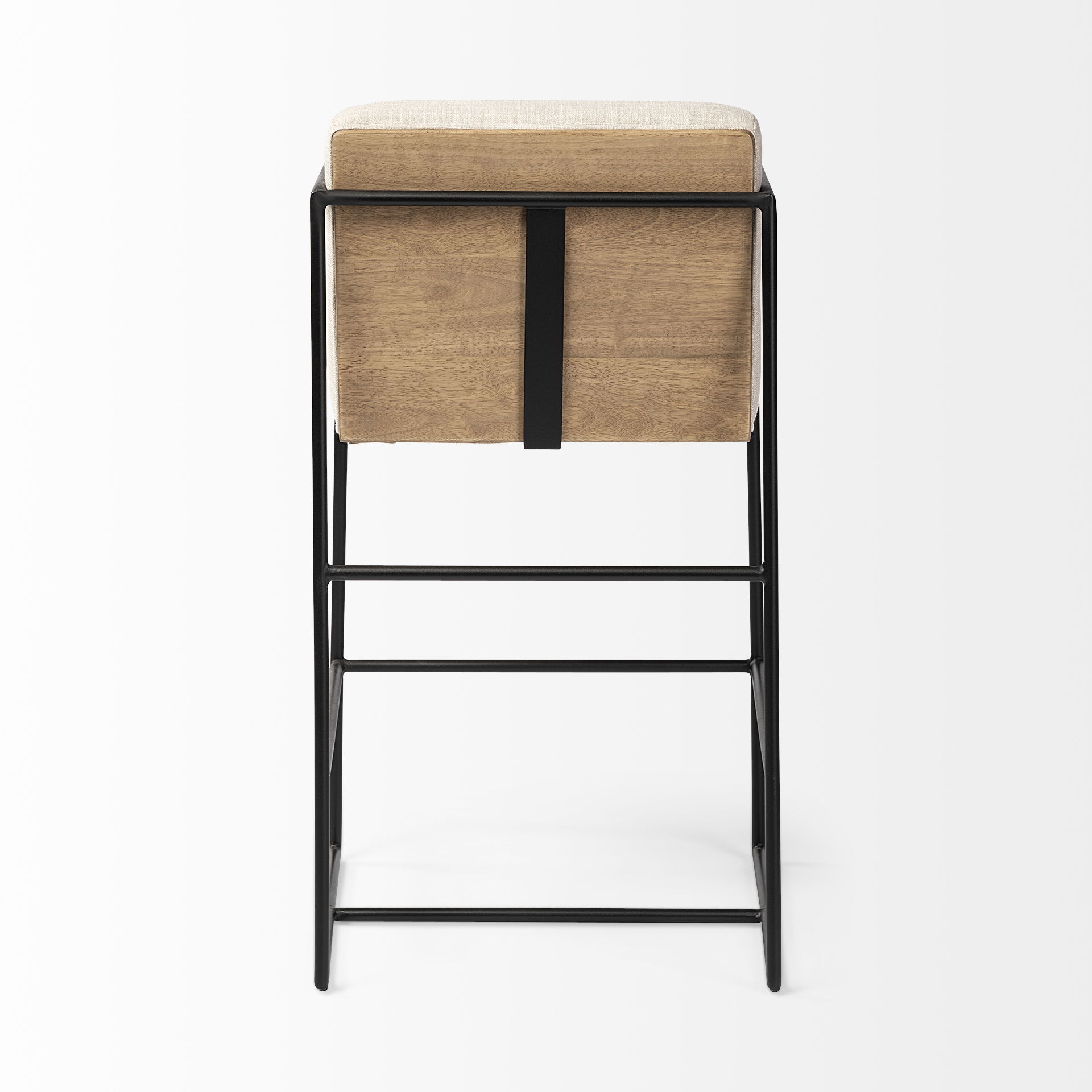 Stamford 36' Total Height Light Beige Upholstered Seat with Wood Back, Metal Frame Counter Stool large image 