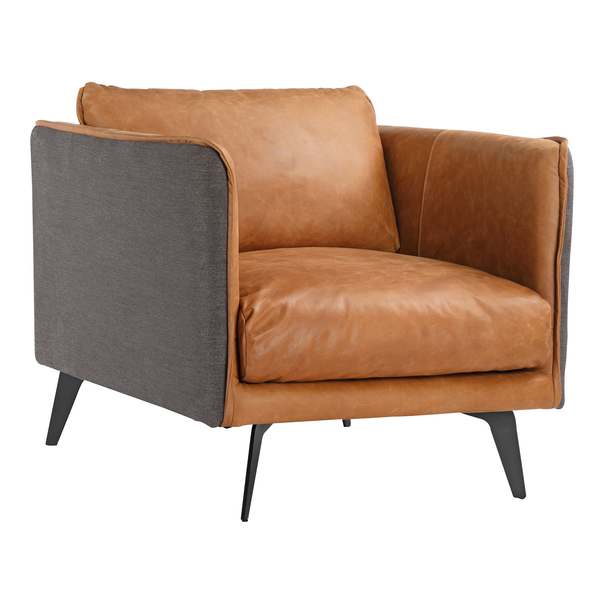 Messina Leather Armchair, Accent Chair by Moe's Home, 32.5" width x 31" height x 36" depth View 2